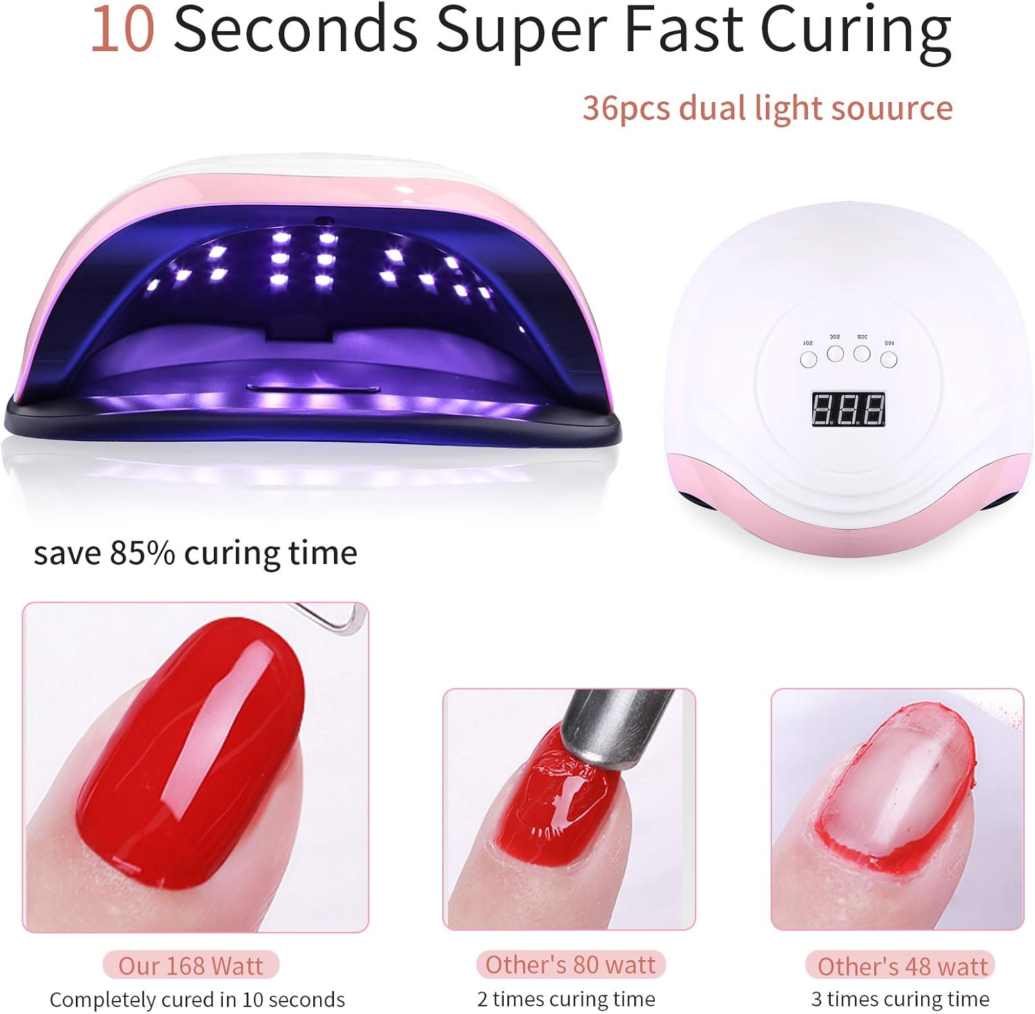 Thumbnail 1 de Aokyom 168W UV-LED Nageltrockner mit 10/30/60/99s Timer, LCD-Anzeige & Smart Sensor