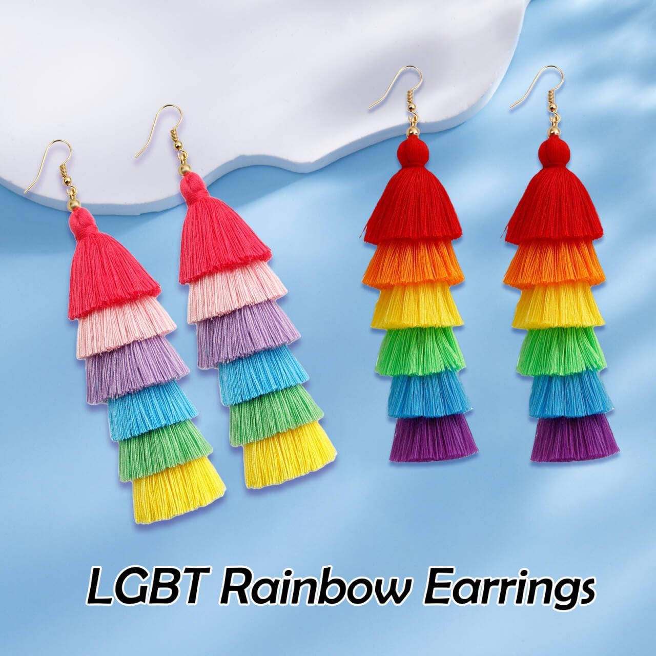 Thumbnail 5 de RIXERKOC Regenbogen Stolz Ohrringe für Damen mit langen Quasten – handgefertigter LGBT-Schmuck im Boho-Stil