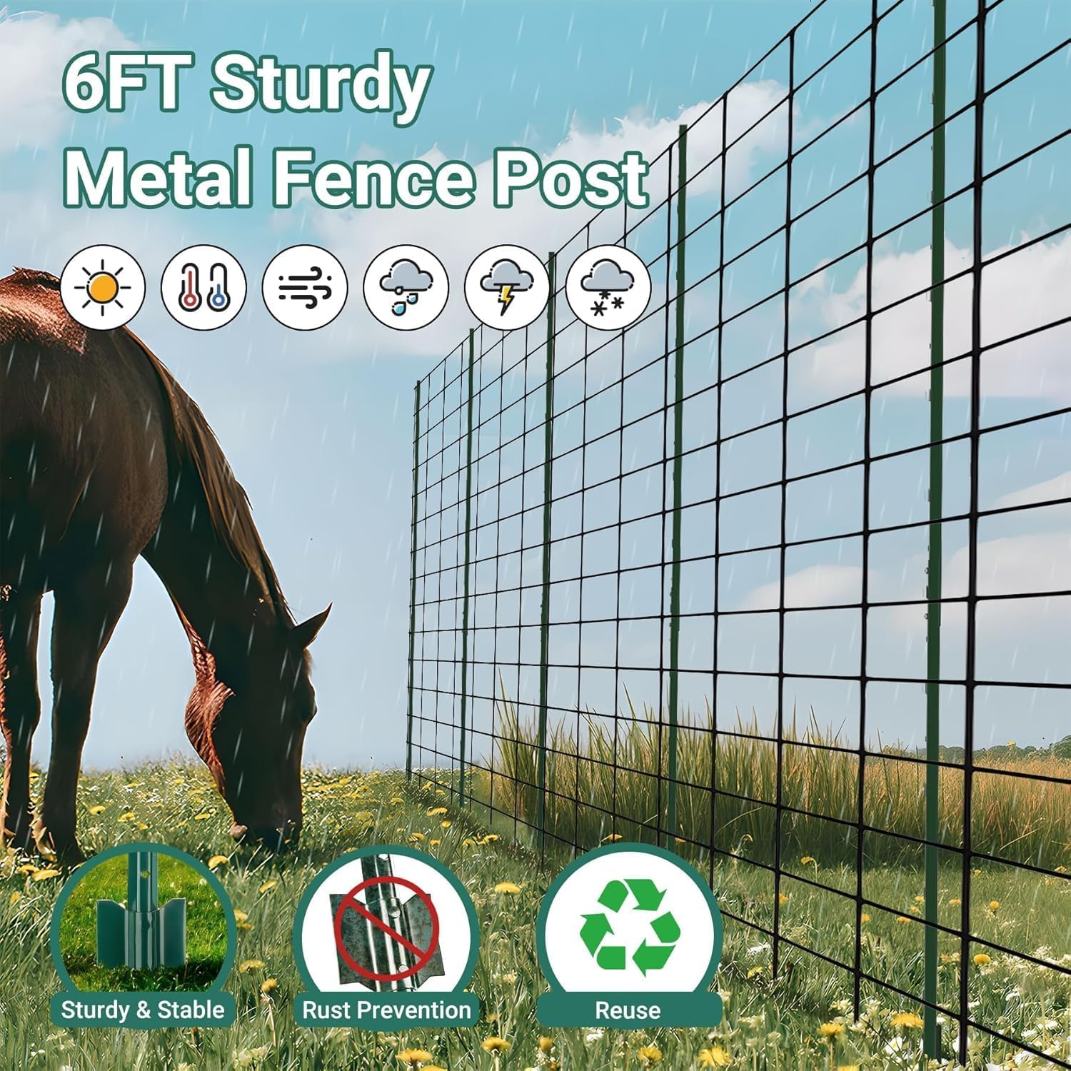 Thumbnail 2 de Sptchapn 6ft Metal Fence Post Pack of 10