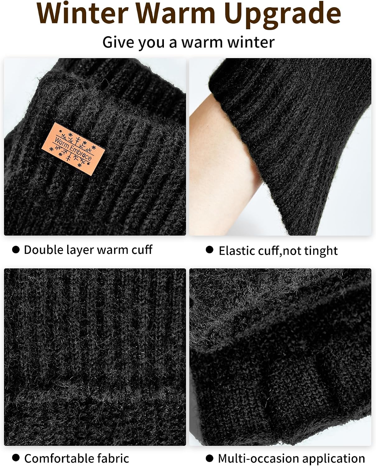 Detalle de JYUYNY Guantes sin Dedos con forro polar