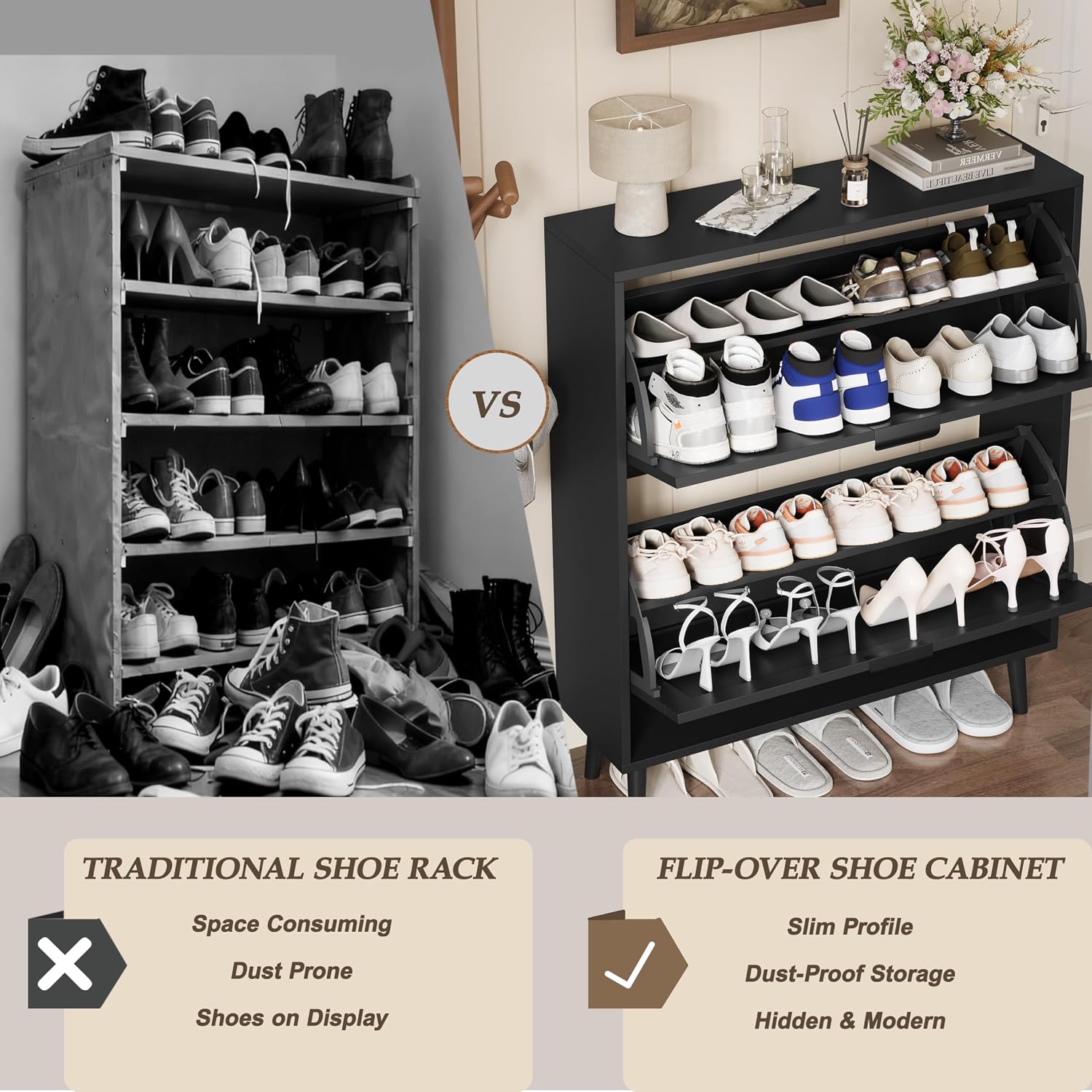 Detalle de IAISRO Shoe Storage Cabinet, 9.3-Inch Deep