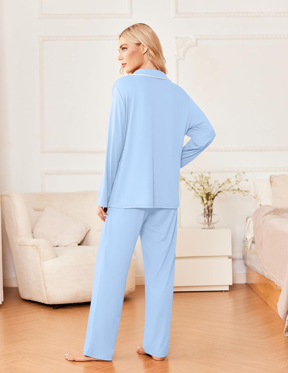 Detalle de Ekouaer Women's Pajama Set, 95% Polyester