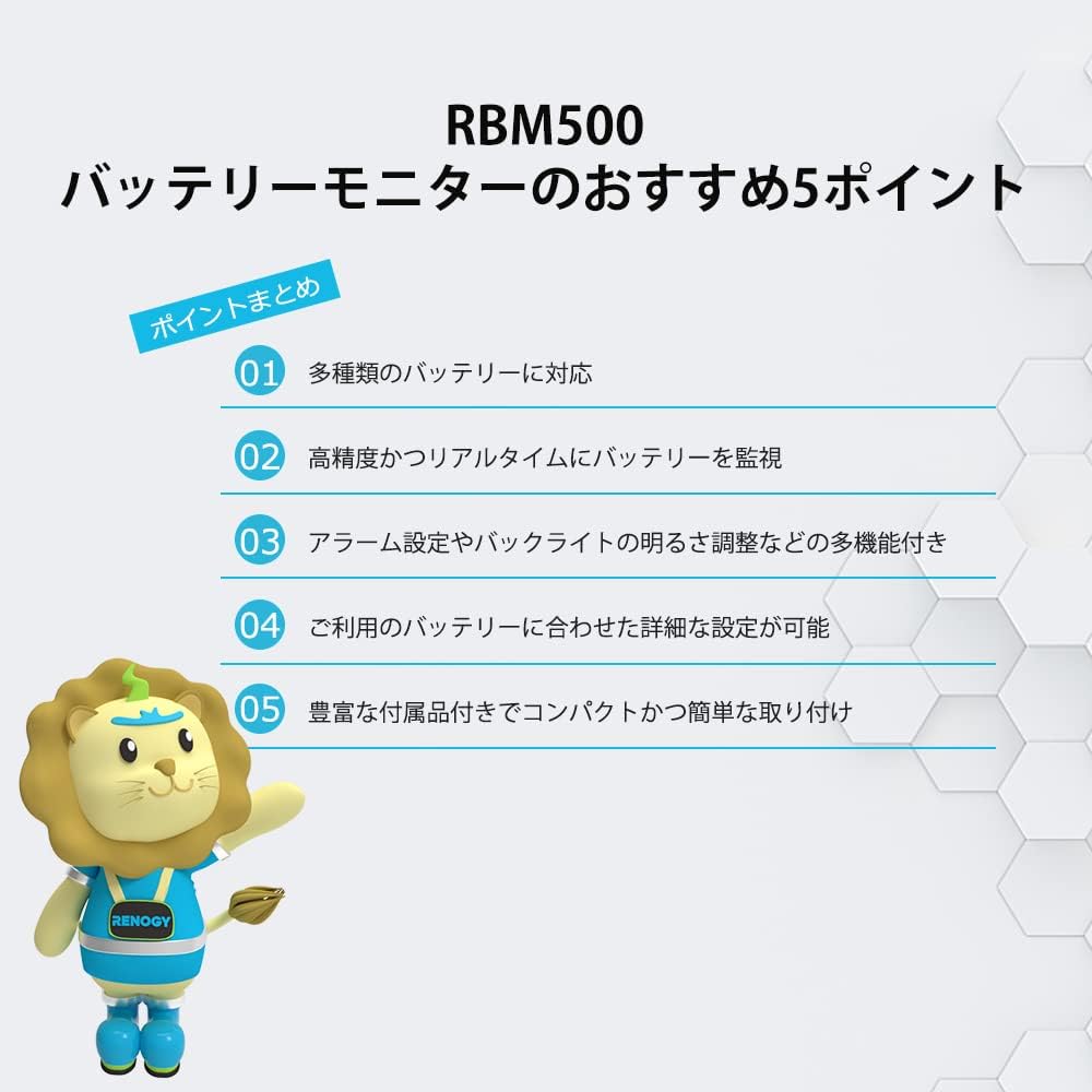 Thumbnail 6 de RENOGY RBM500-G3 バッテリーモニター 電圧・電流・SOC表示、8段階バックライト