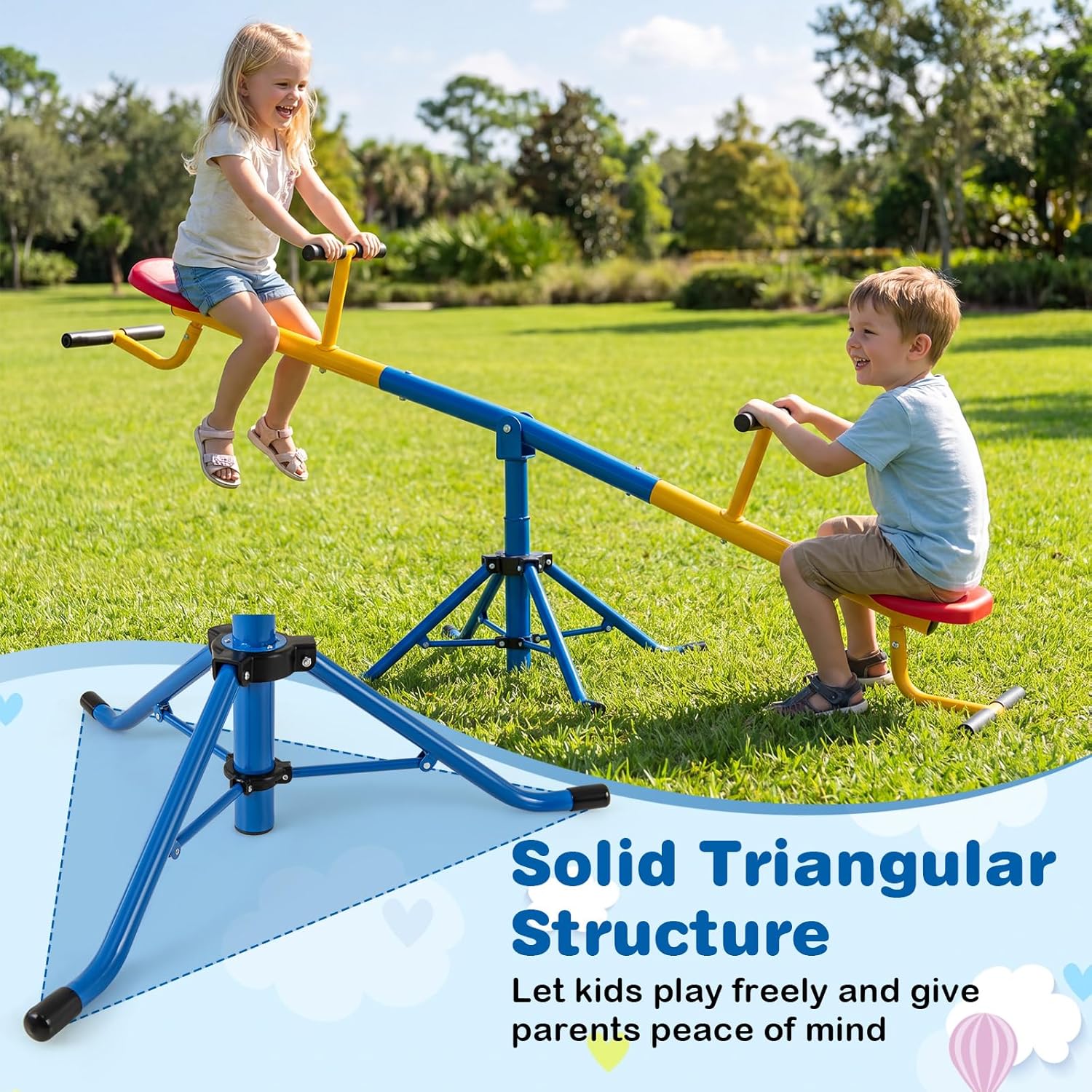 Detalle de Costzon Teeter Totter Seesaw for Kids: 360° Rotation Outdoor Playground Seesaw