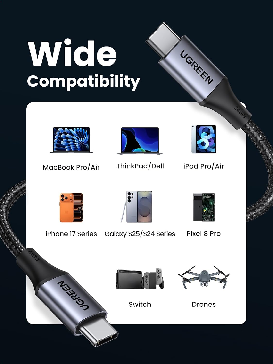 Thumbnail 3 de UGREEN 240W USB C Charger Cable 2M