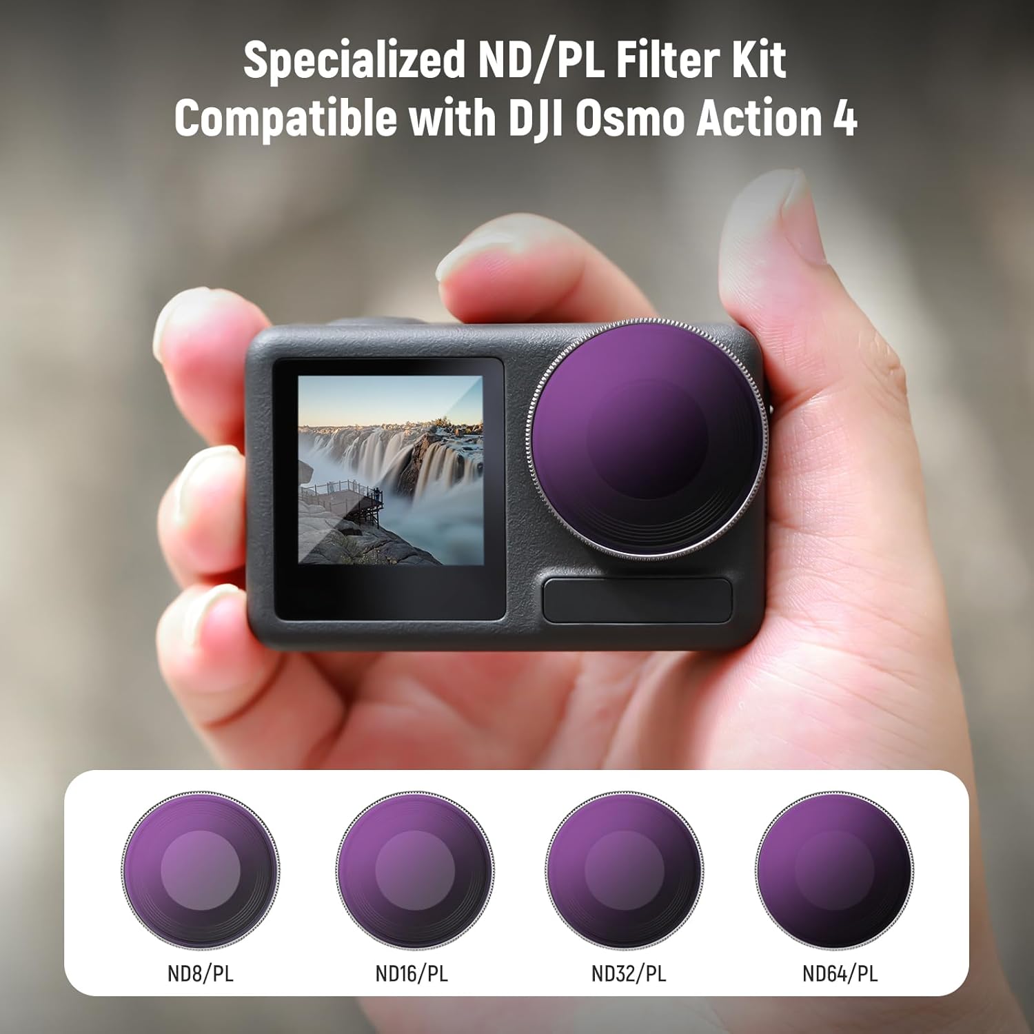 Thumbnail 1 de NEEWER ND/CPL Filterset für DJI Osmo Action 4/5 Pro – 4er Pack, ND8/PL bis ND64/PL
