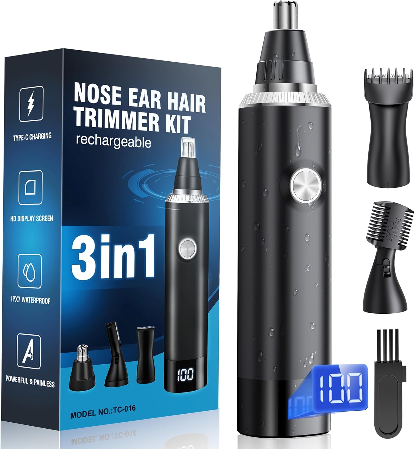 Rechargeable Nose Hair Trimmer 3-in-1