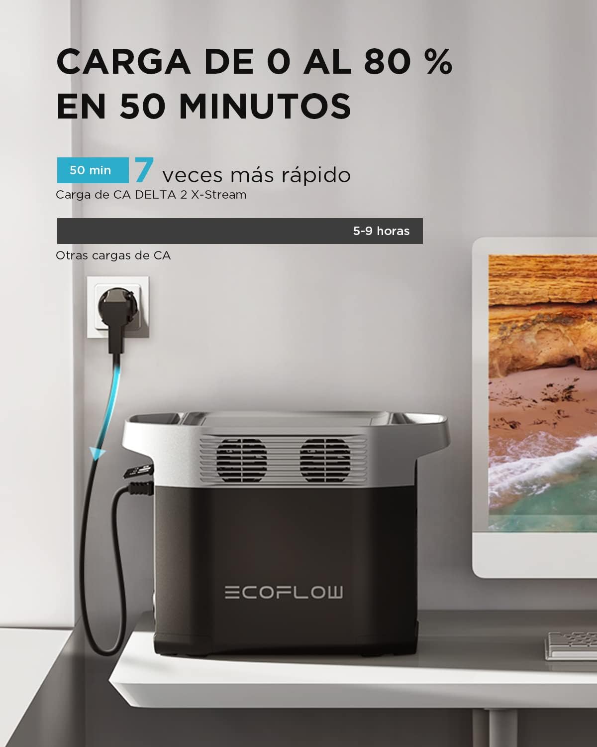 Detalle 2 de EcoFlow Delta 2 🚀 Batería Ampliable de 1-3 kWh para Casa y Camping
