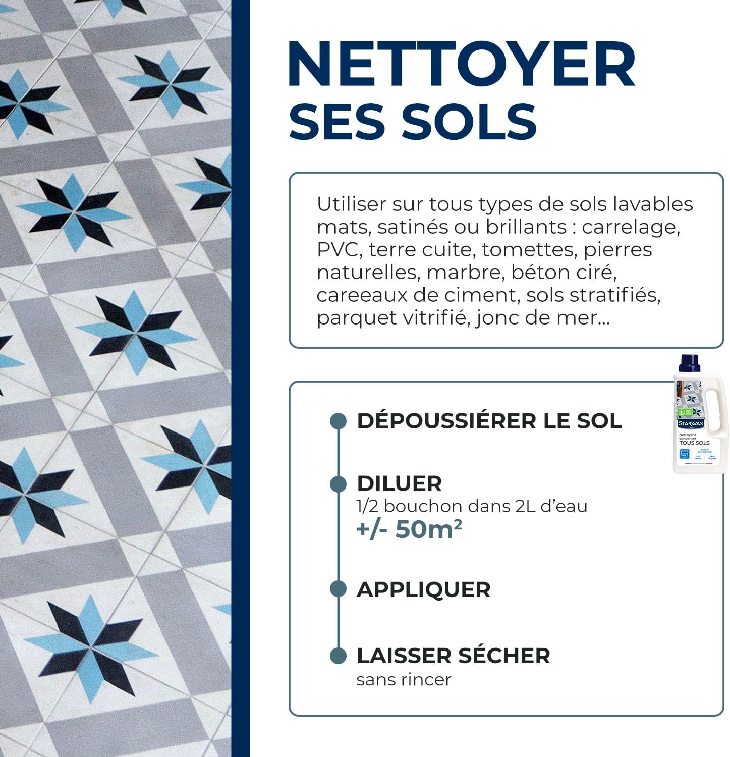 Thumbnail 3 de STARWAX Nettoyant concentré pour sols intérieurs (sans rinçage) – 1L, jusqu’à 50 nettoyages