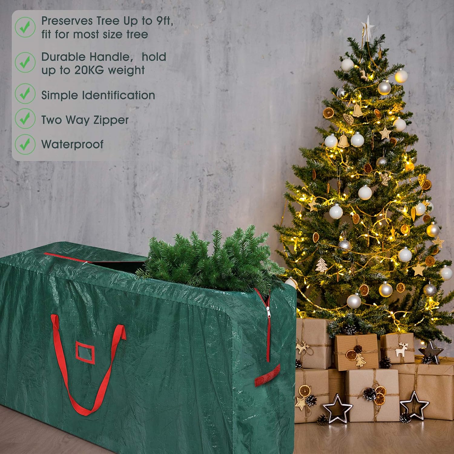 Detalle de GARPROVM XXL Aufbewahrungstasche für Gartenauflagen (476 l), wasserabweisend, 165 x 38 x 76 cm