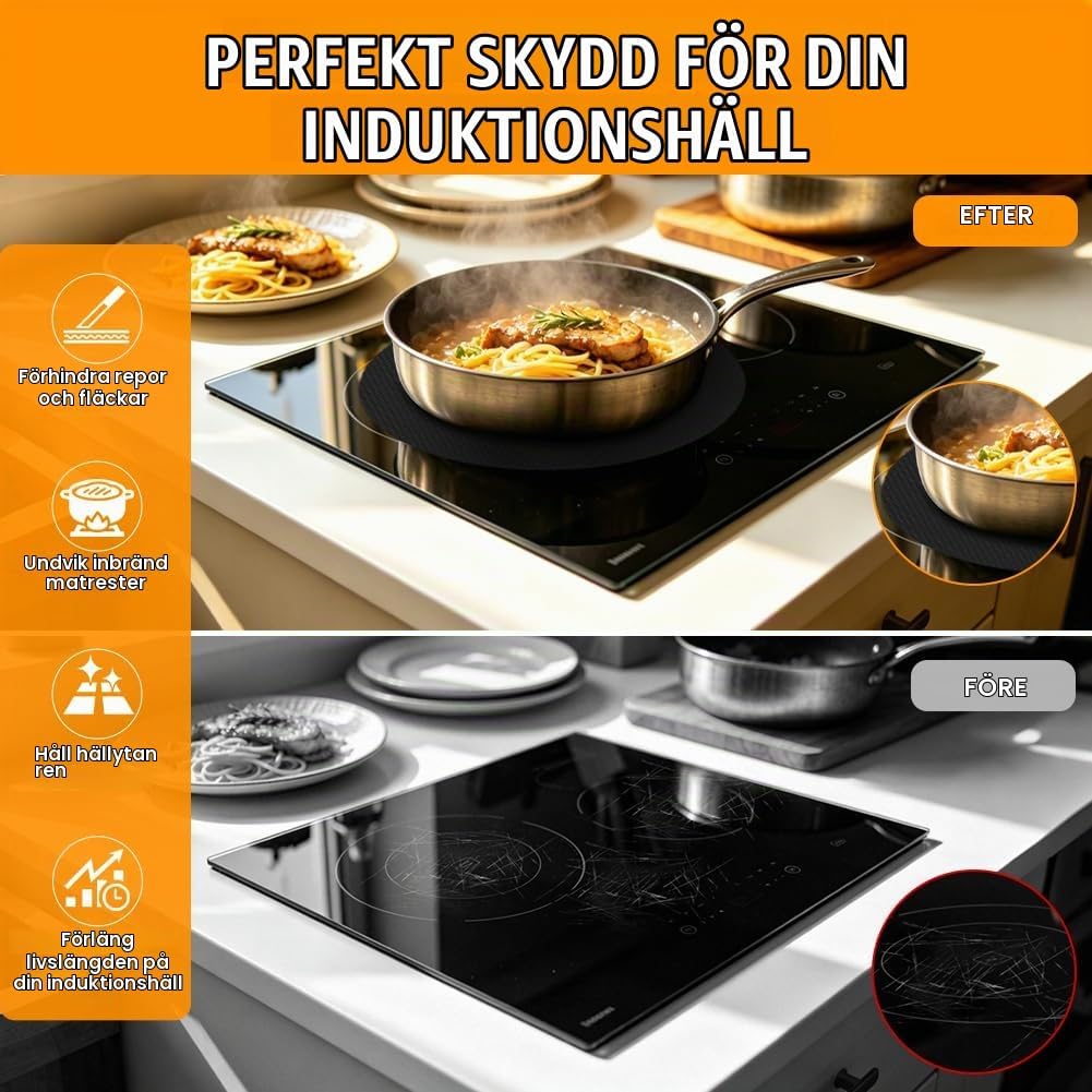 Detalle 2 de AUAUY 4-ST induktionshällsskydd i silikon, 22 och 24 cm, svart