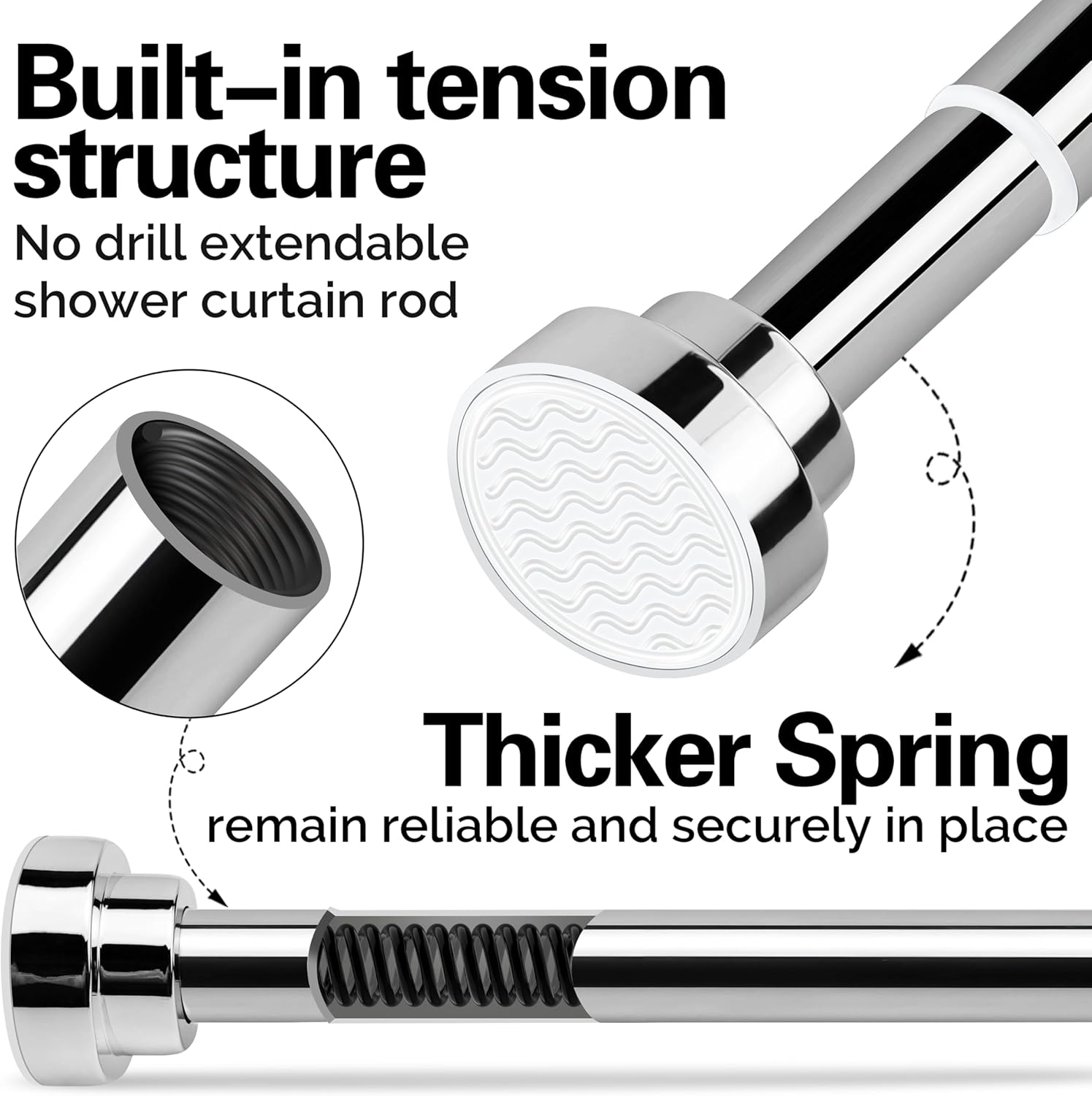 Thumbnail 3 de Stainless Steel Extendable Shower Curtain Rod 130–193 cm
