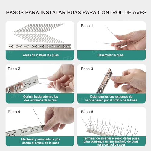 Thumbnail 5 de OFFO Pinchos Antipalomas de Acero Inoxidable 100 mm | Solución duradera para balcones y fachadas