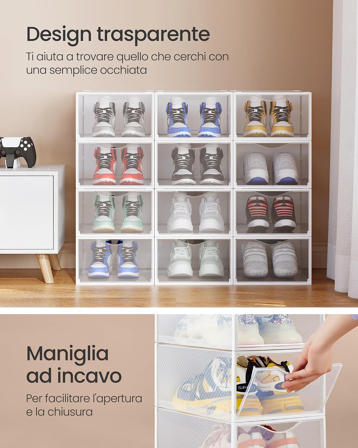 Detalle de SONGMICS LSP312W01 scatole scarpe trasparenti 12 pezzi