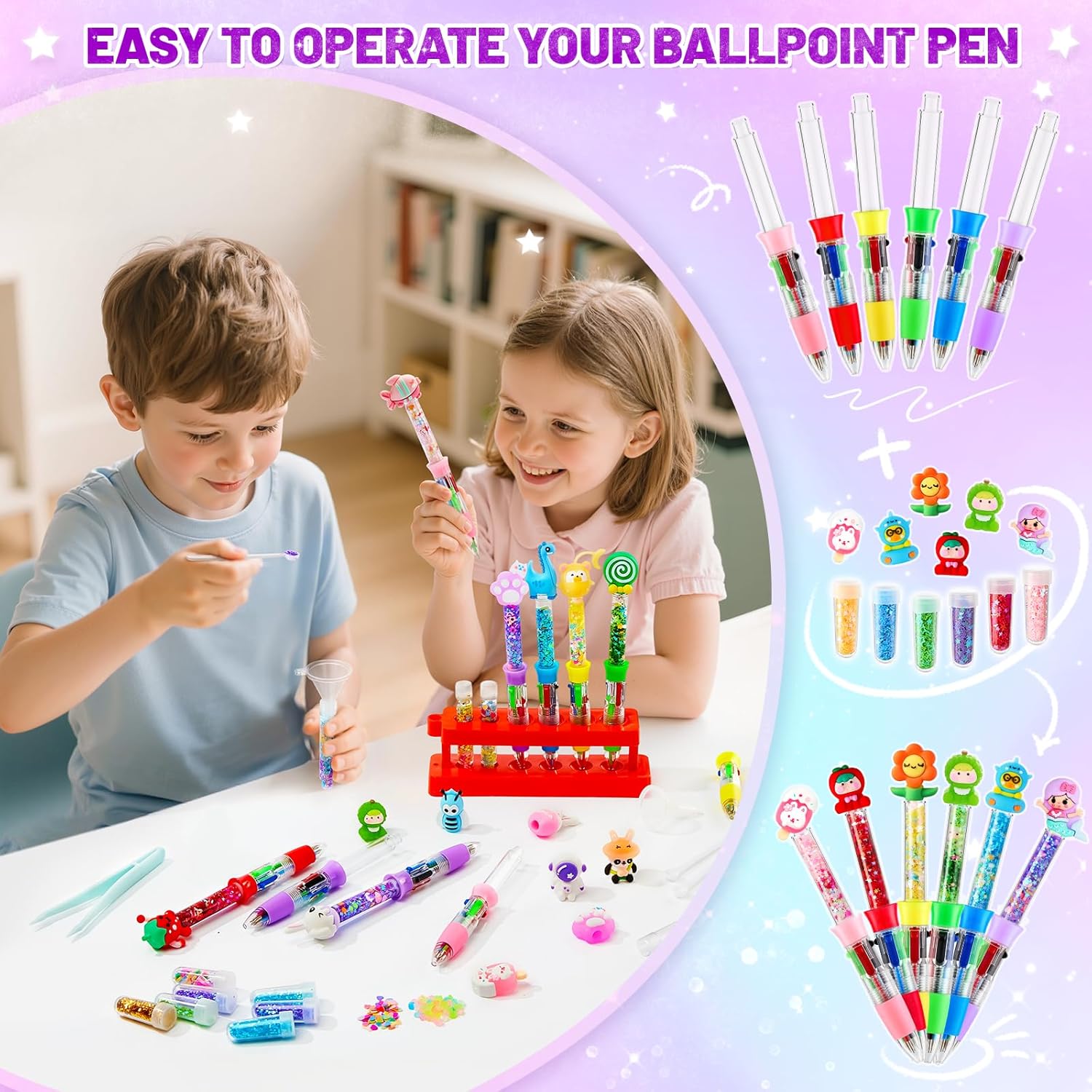Thumbnail 3 de Bridokit Stifte Selber Machen Set Kinder (20 Stück) – DIY-Bastelset mit 4 Farben und Glitzerzubehör