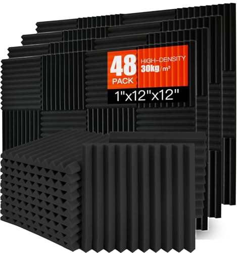 Detalle de Lot de 48 panneaux acoustiques Saiqiang 30 x 30 x 2,5 cm — mousse acoustique haute densité