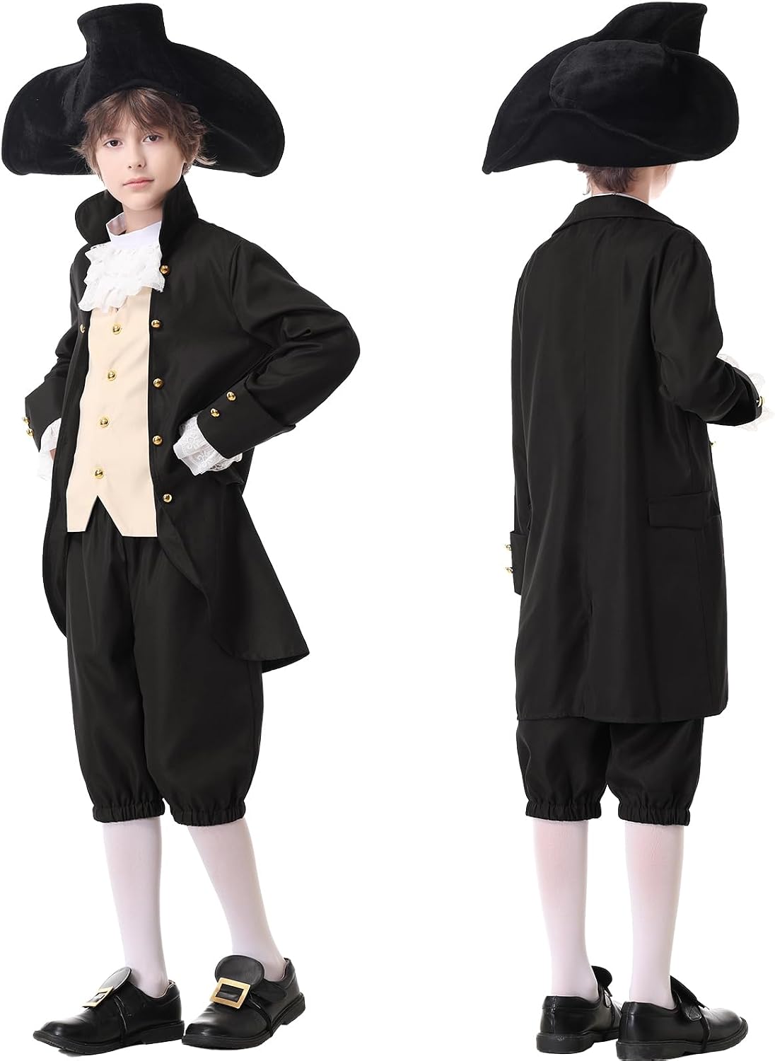 Thumbnail 3 de aicoaub Kids Colonial Costume: Boys 18th Century America Cosplay Set (4-17) with Hat