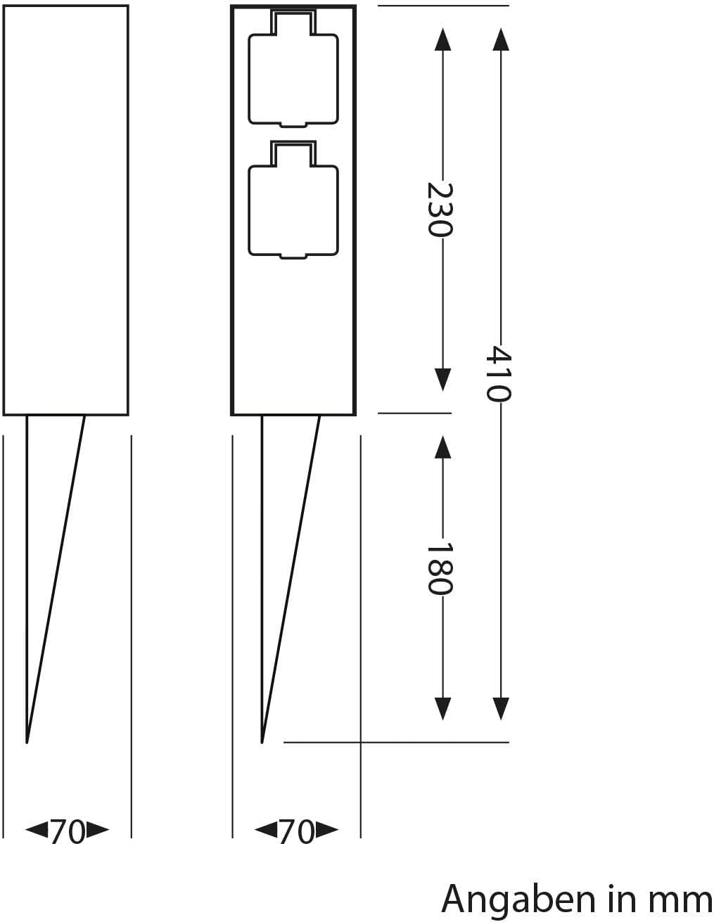 Thumbnail 6 de ledscom.de 2er Set Garten-Steckdosen-Säule POMI mit Erdspieß, IP44, 2-fach, anthrazit, eckig, 23 cm