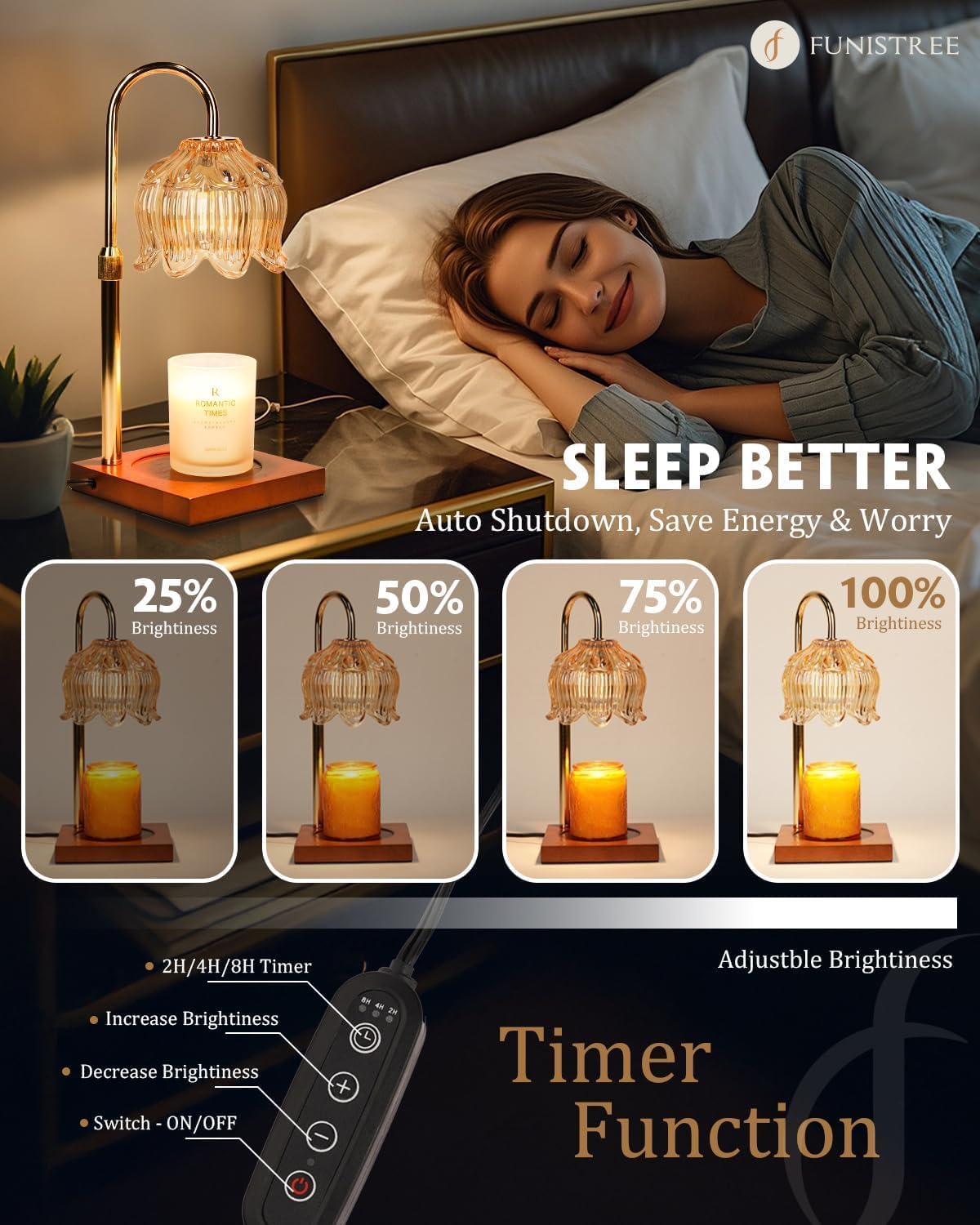 Thumbnail 2 de Flower Candle Warmer Lamp with Timer & Dimmer