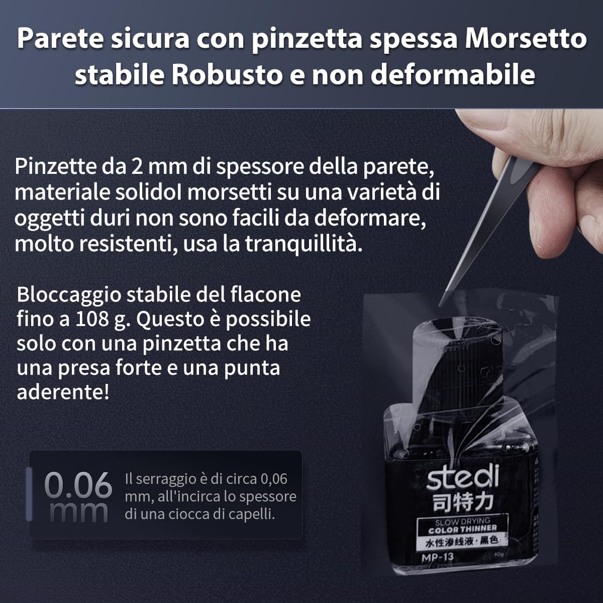 Thumbnail 2 de stedi Set da 2 coppie di pinzette di precisione ispessite in acciaio inox per modellismo