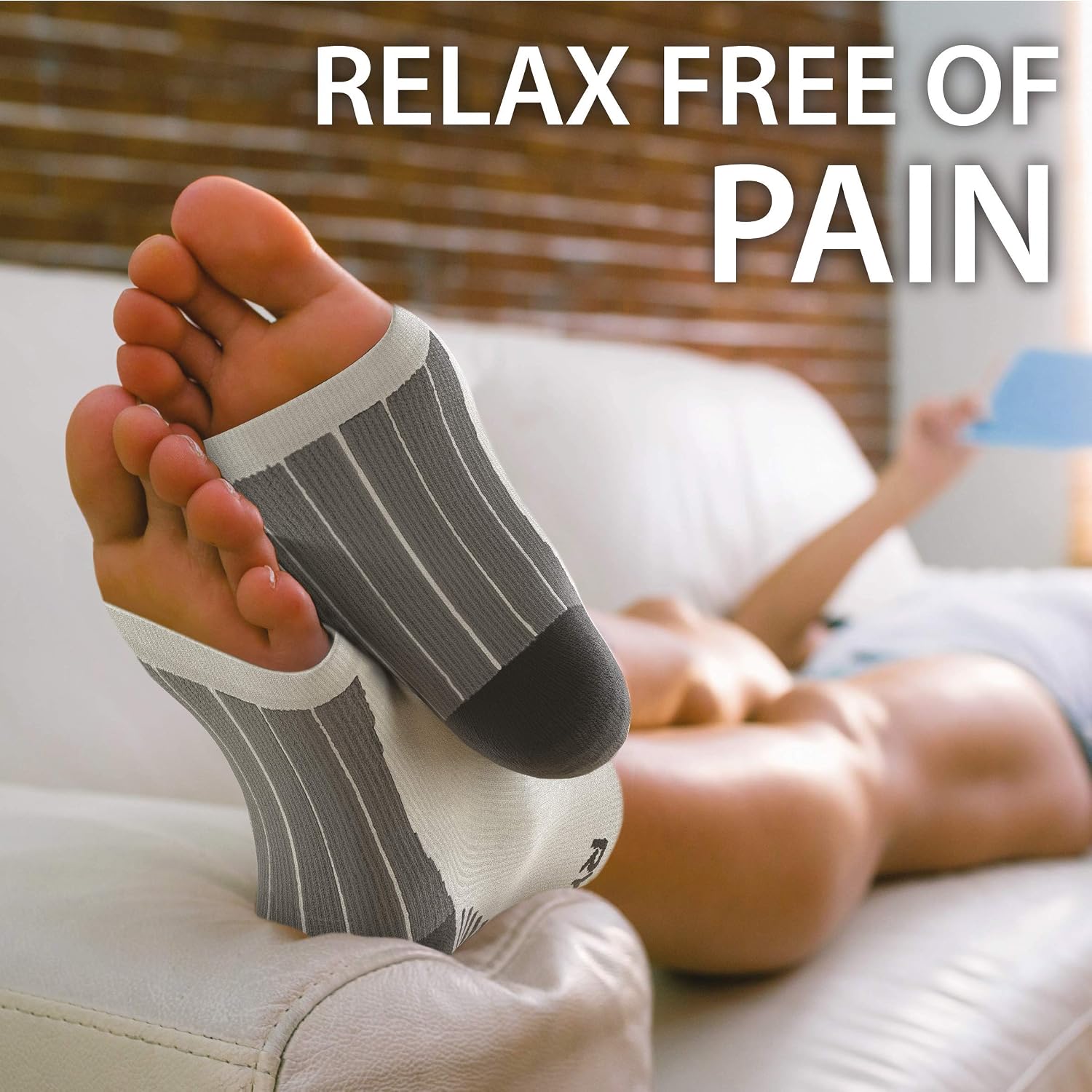 Detalle 2 de Rymora Foot Compression Socks Sleeves (Ease Plantar Fasciitis Discomfort) – White, Large (25–29cm arch circumference)