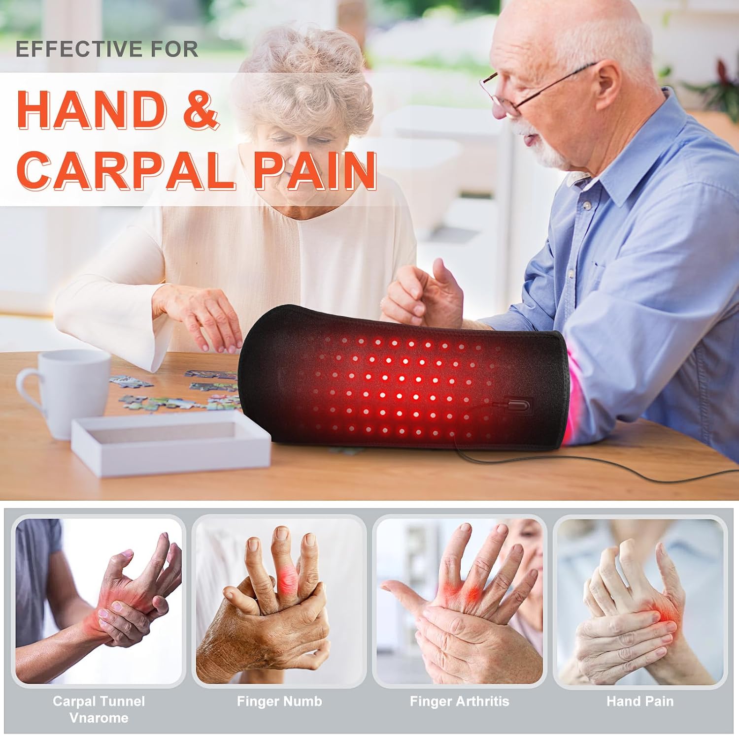 Detalle de Red Light Therapy for Hands & Wrist (2026 Upgrade) – 4 Modes, 5 Intensity Levels, Home Use