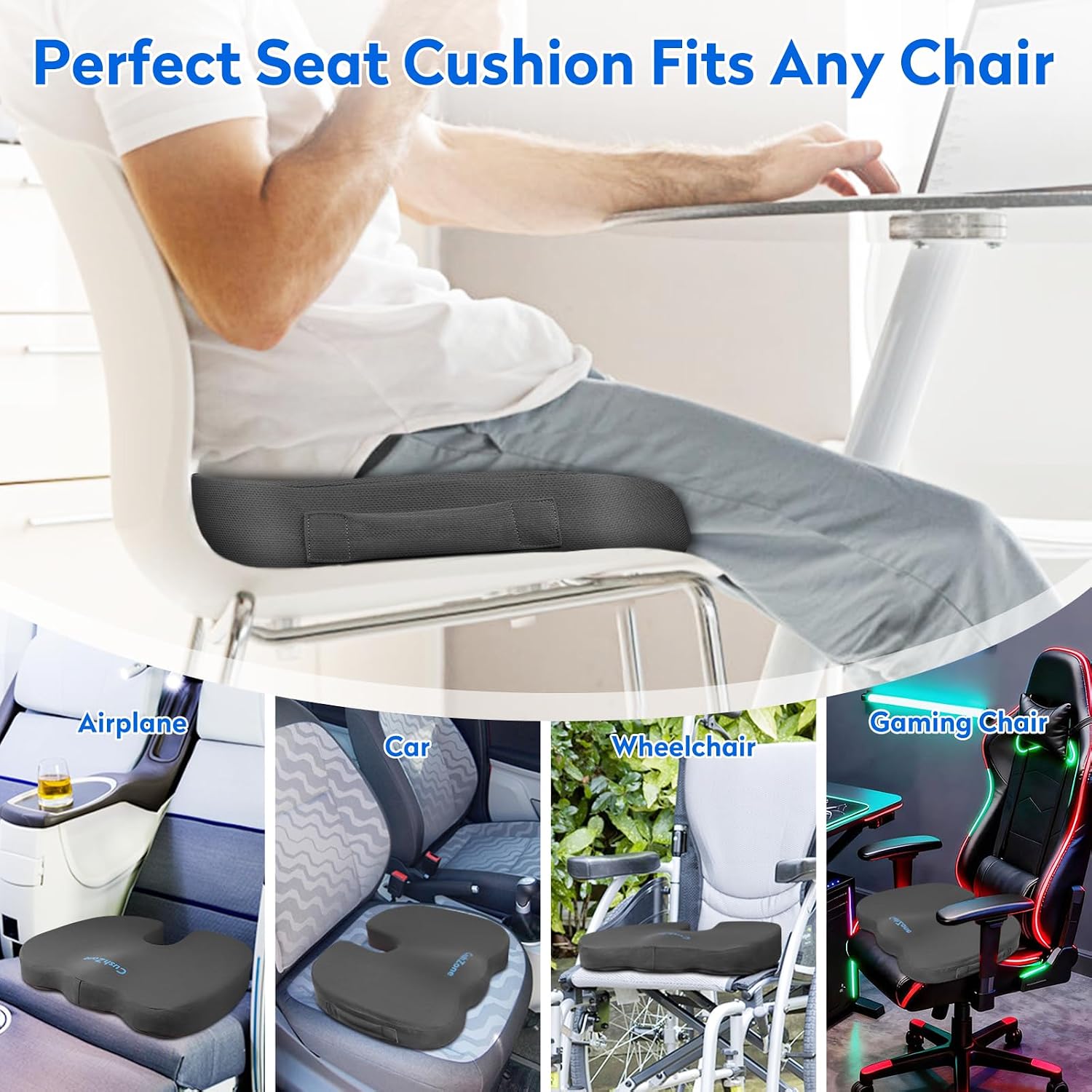 Detalle 1 de CushZone Memory Foam Seat Cushion