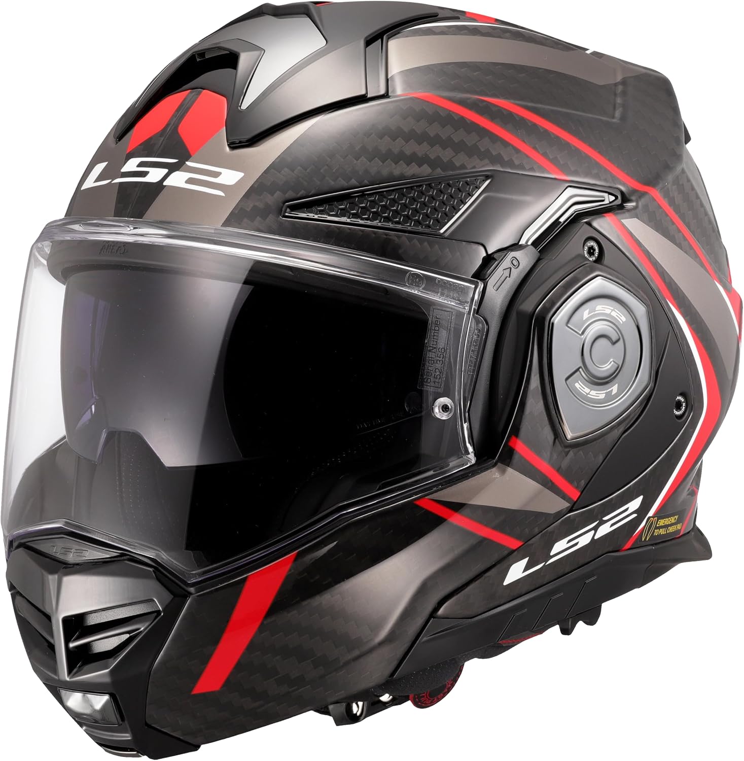 Thumbnail 2 de LS2 ADVANT X CARBON FUTURE II Gloss Red – Casque Modulable, Taille L