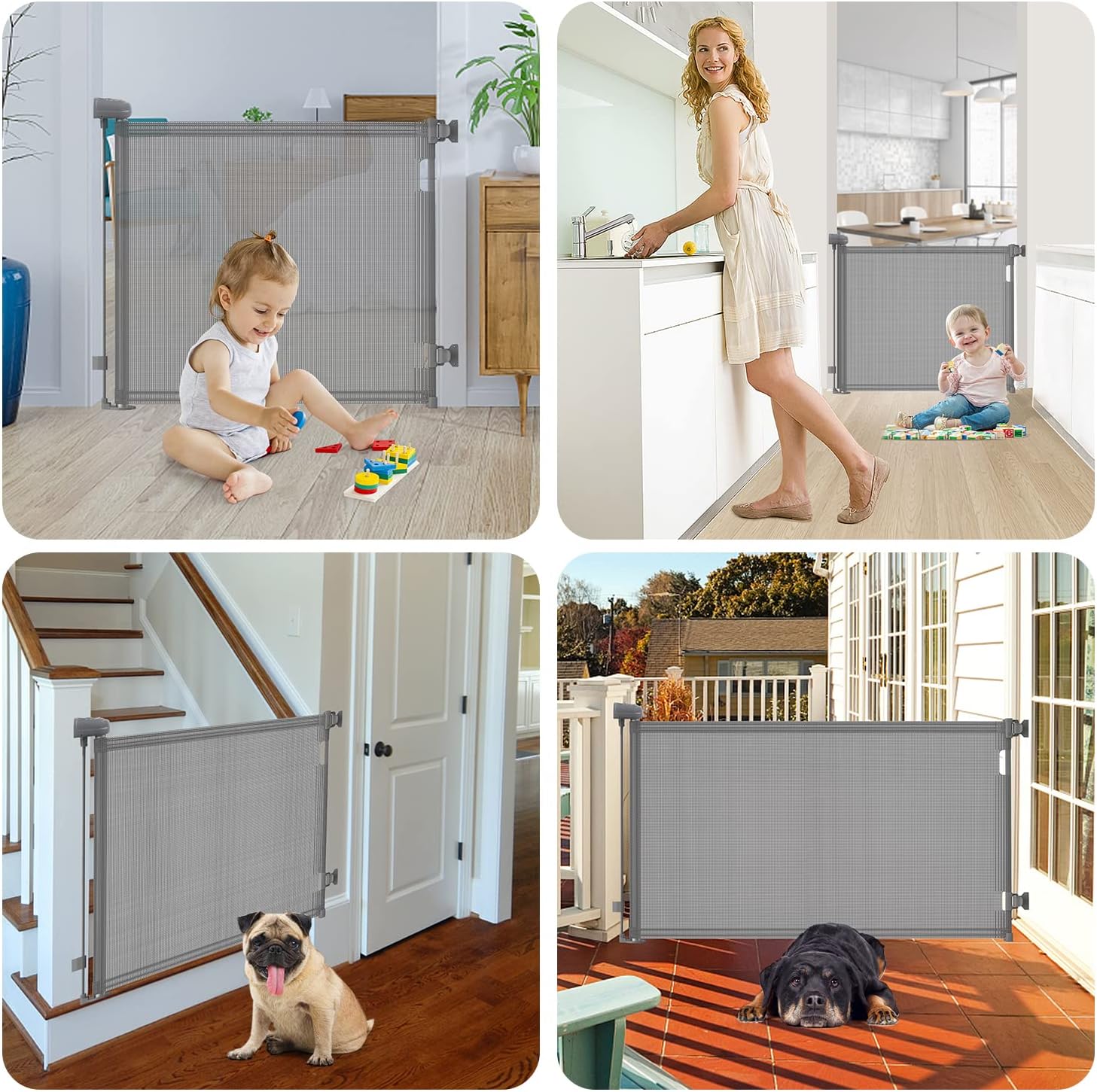 Thumbnail 6 de Ausziehbares Treppenschutzgitter für Babys (0–140 cm), 83 cm hoch – einhändig bedienbar, für innen & außen