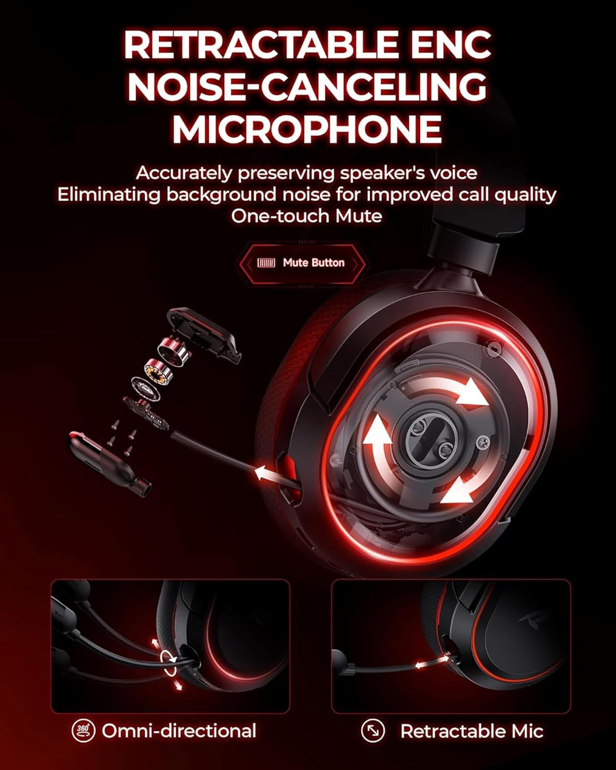 Thumbnail 4 de Wireless Gaming Headset 7.1, 2.4GHz + Bluetooth 5.4