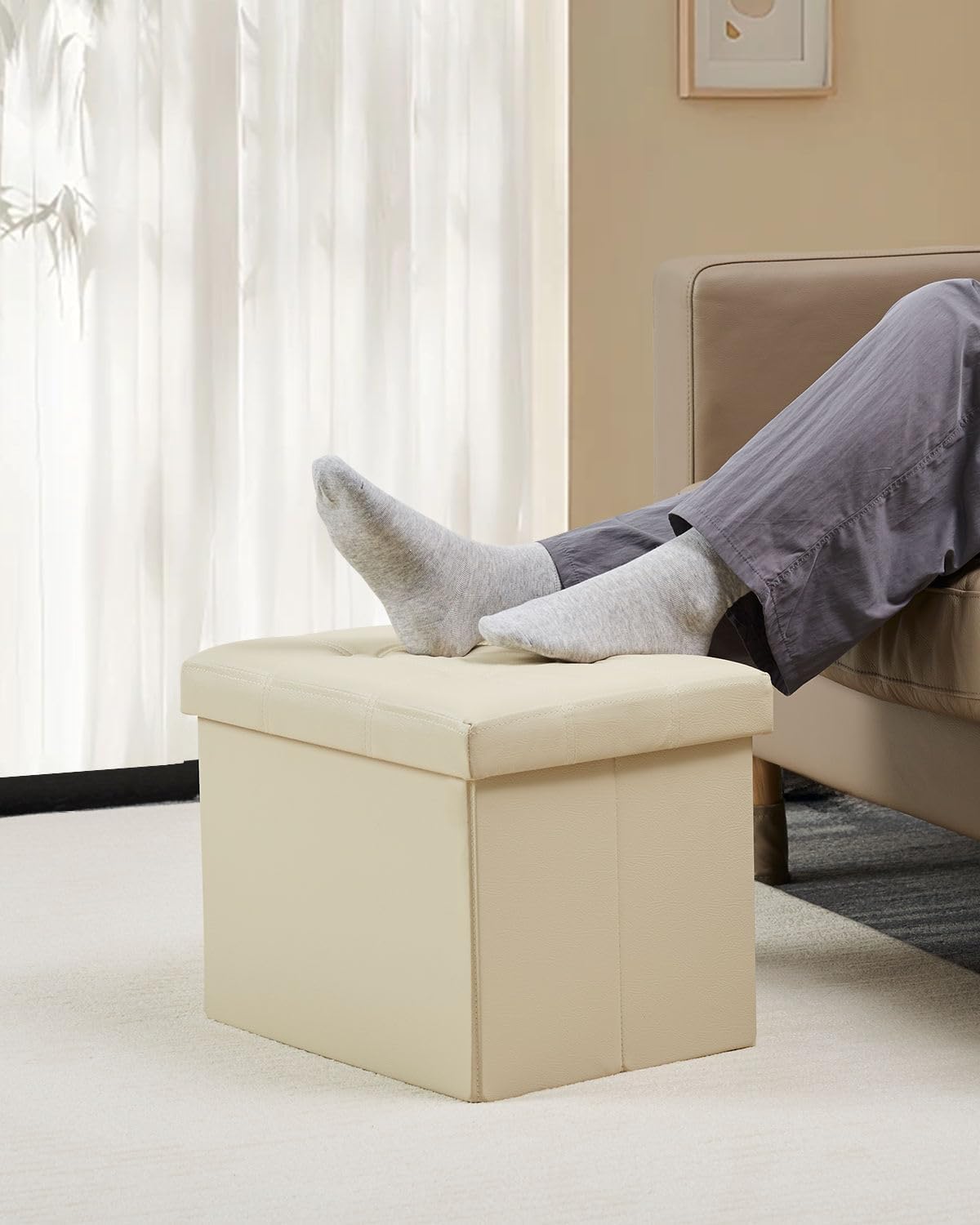Detalle 2 de Bsketa Storage Ottoman Bench, 17-inch