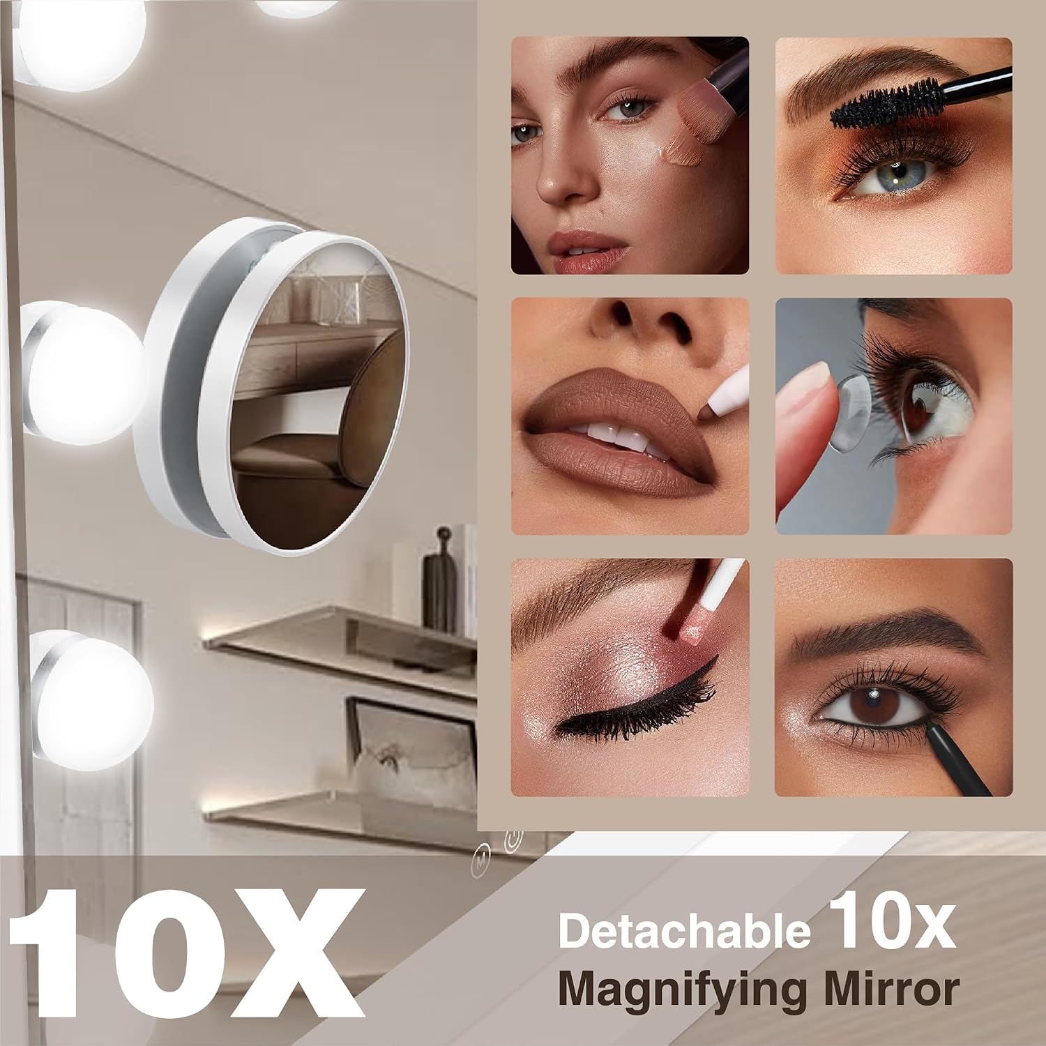 Thumbnail 4 de MEKKLEON Miroir cosmétique Hollywood 52 x 40 cm