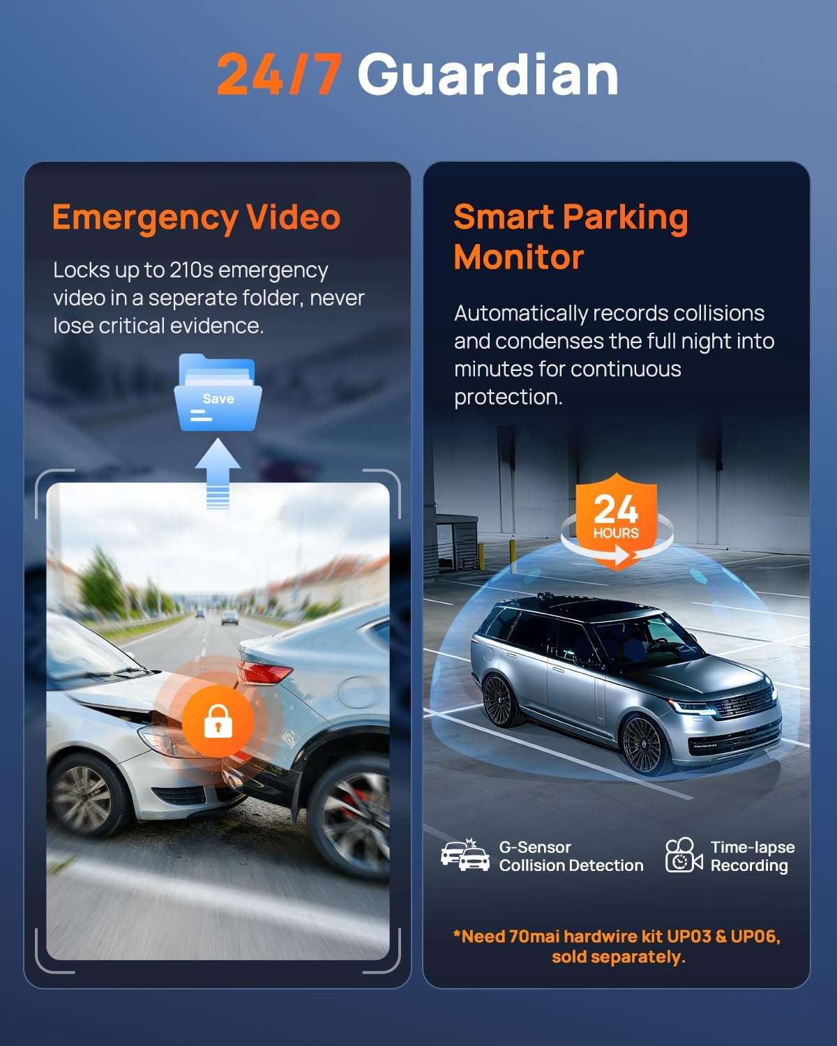 Thumbnail 6 de 70mai Dash Cam M310 Plus 4K: Compact 4K Car Camera with 360° Rotation and 210s Emergency Recording