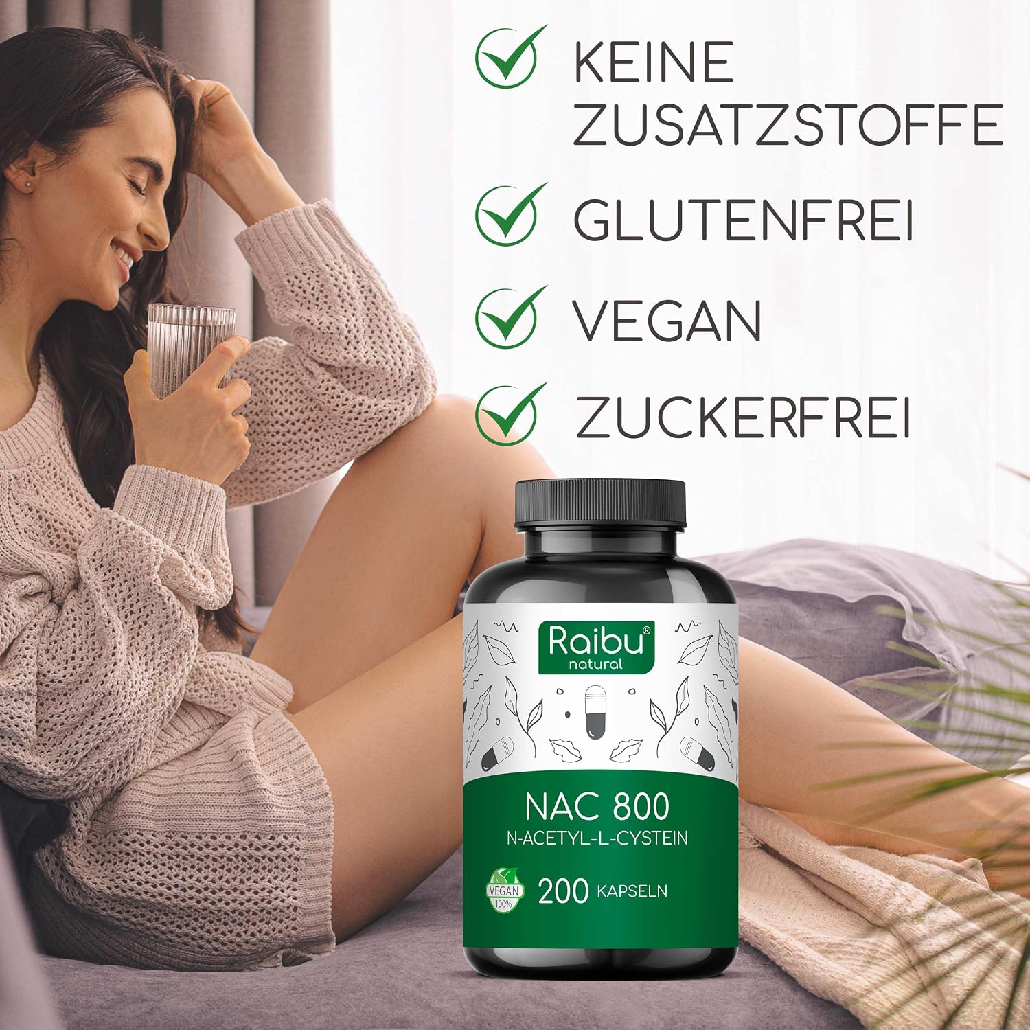 Detalle 2 de Raibu NAC 800 mg Kapseln 💊