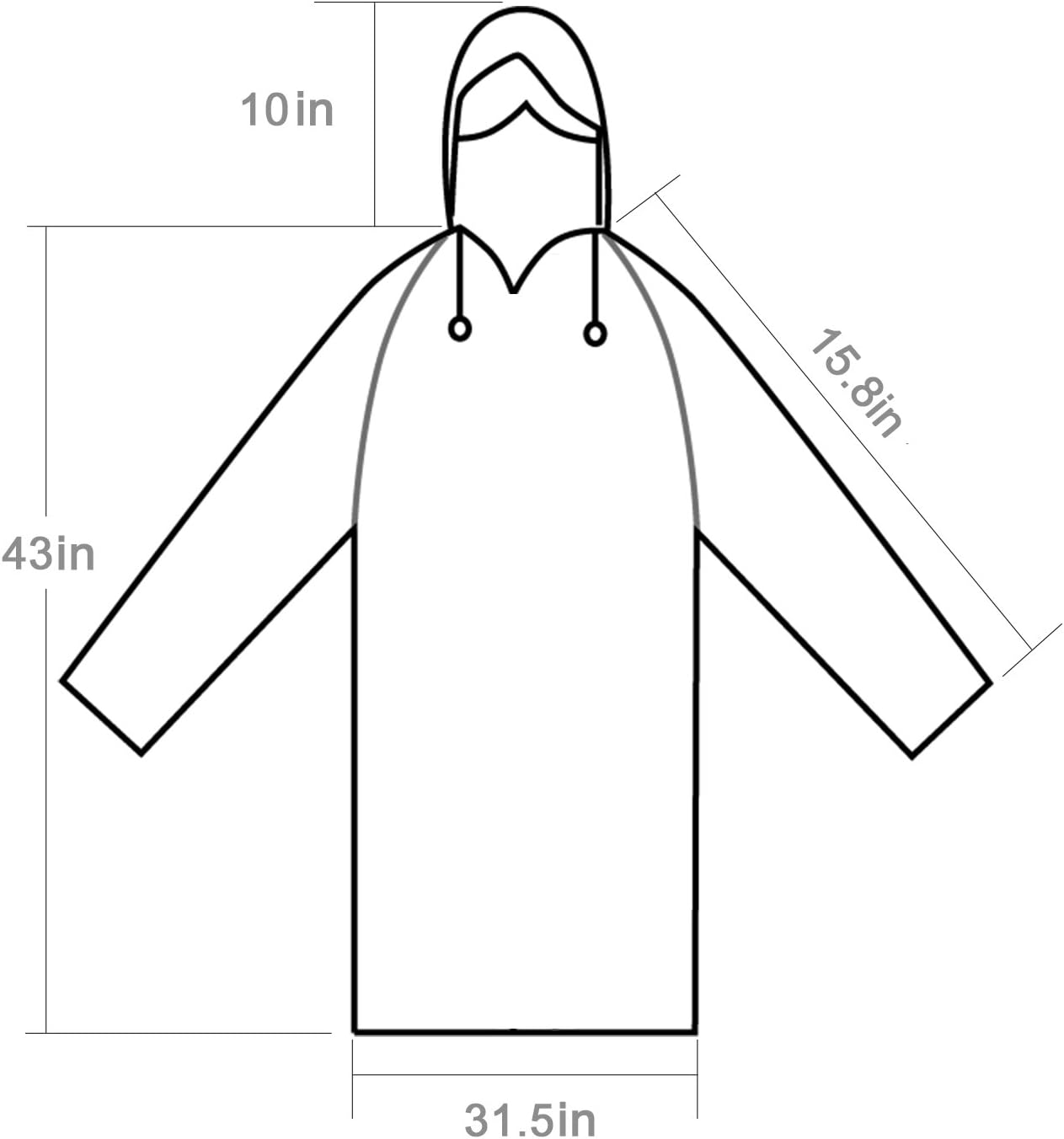Detalle de LEBEXY Einweg Regenponcho mit Kapuze Transparent – 5 Stück