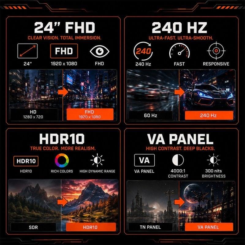 Thumbnail 3 de PcCom Elysium 24" VA FHD 240 Hz Adaptive Sync