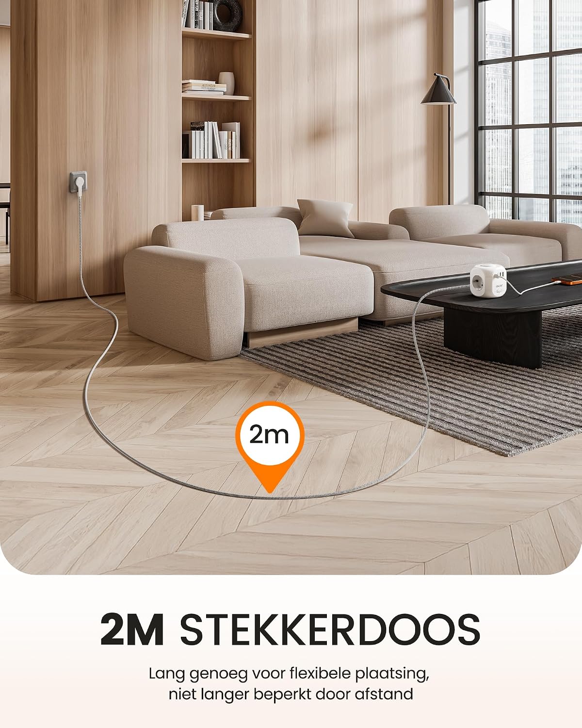 Thumbnail 6 de LENCENT SL-805E-F stekkerdoos met platte stekker, 4 stopcontacten en USB