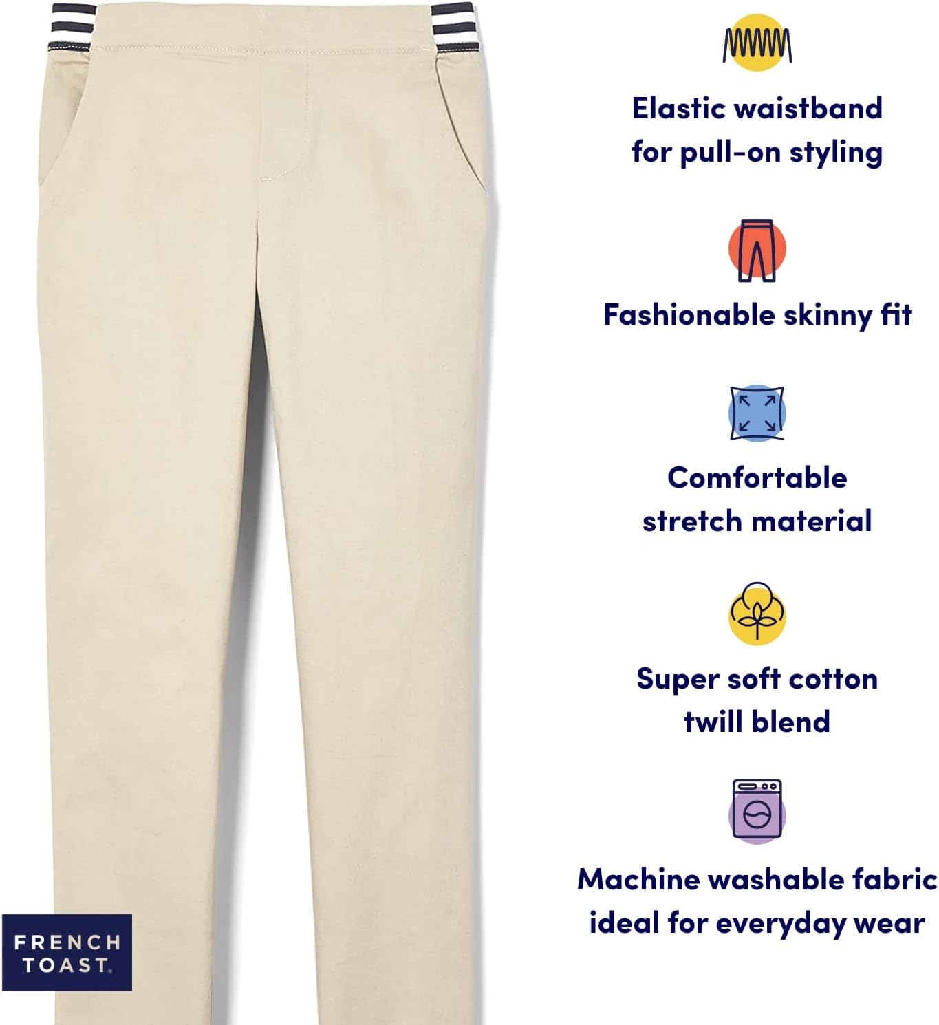 Detalle 2 de French Toast Pantalon Extensible à Enfiler pour Filles avec Taille élastique et Poches