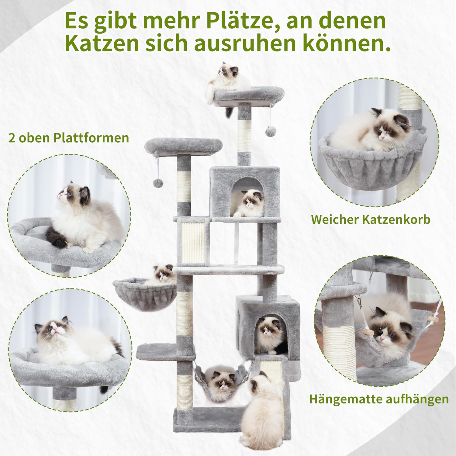 Thumbnail 4 de Gitelsnour Kratzbaum 180 cm mit 2 Höhlen