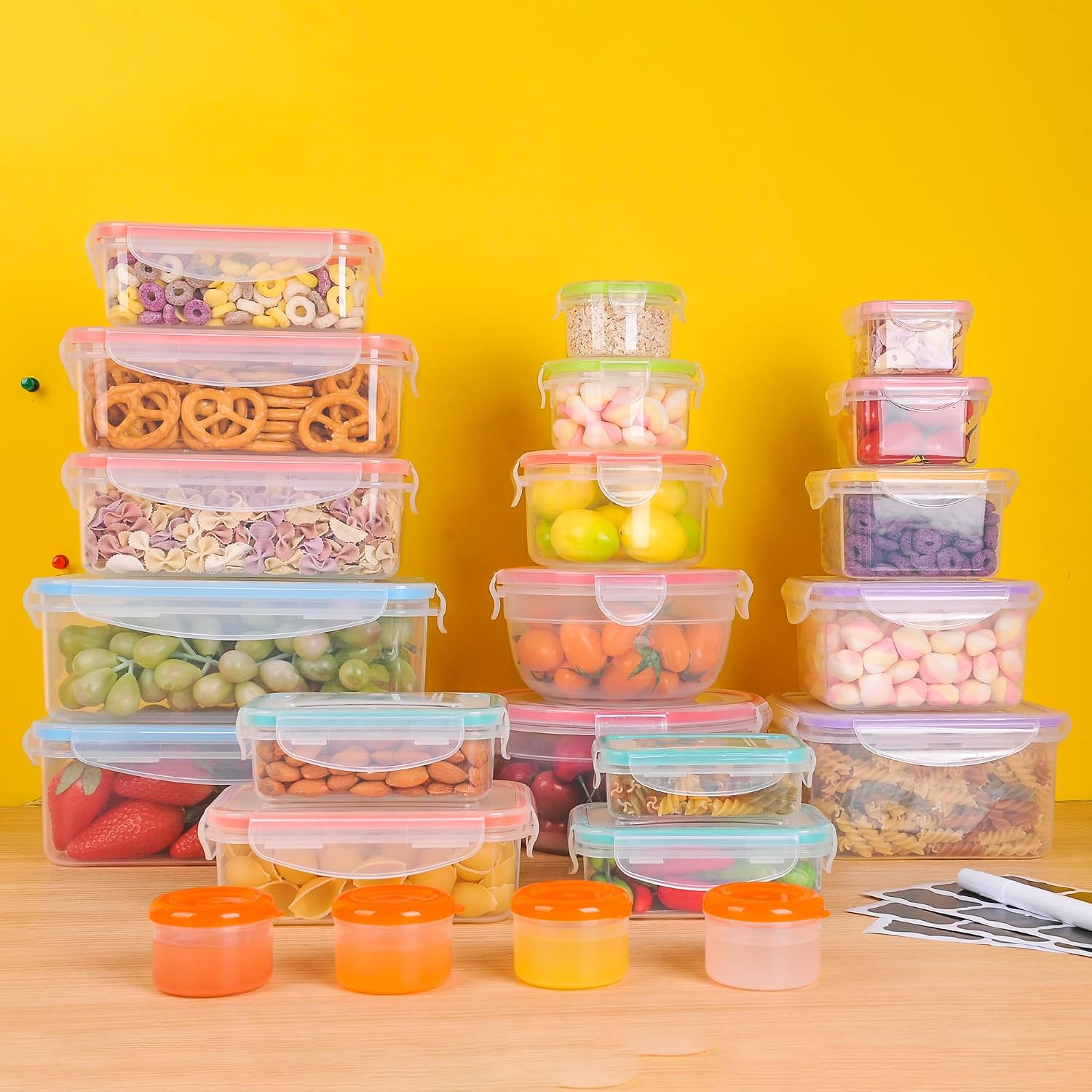 Thumbnail 6 de RockBerry 46 PCS Food Storage Containers Set (23 stackable airtight boxes with 23 lids)