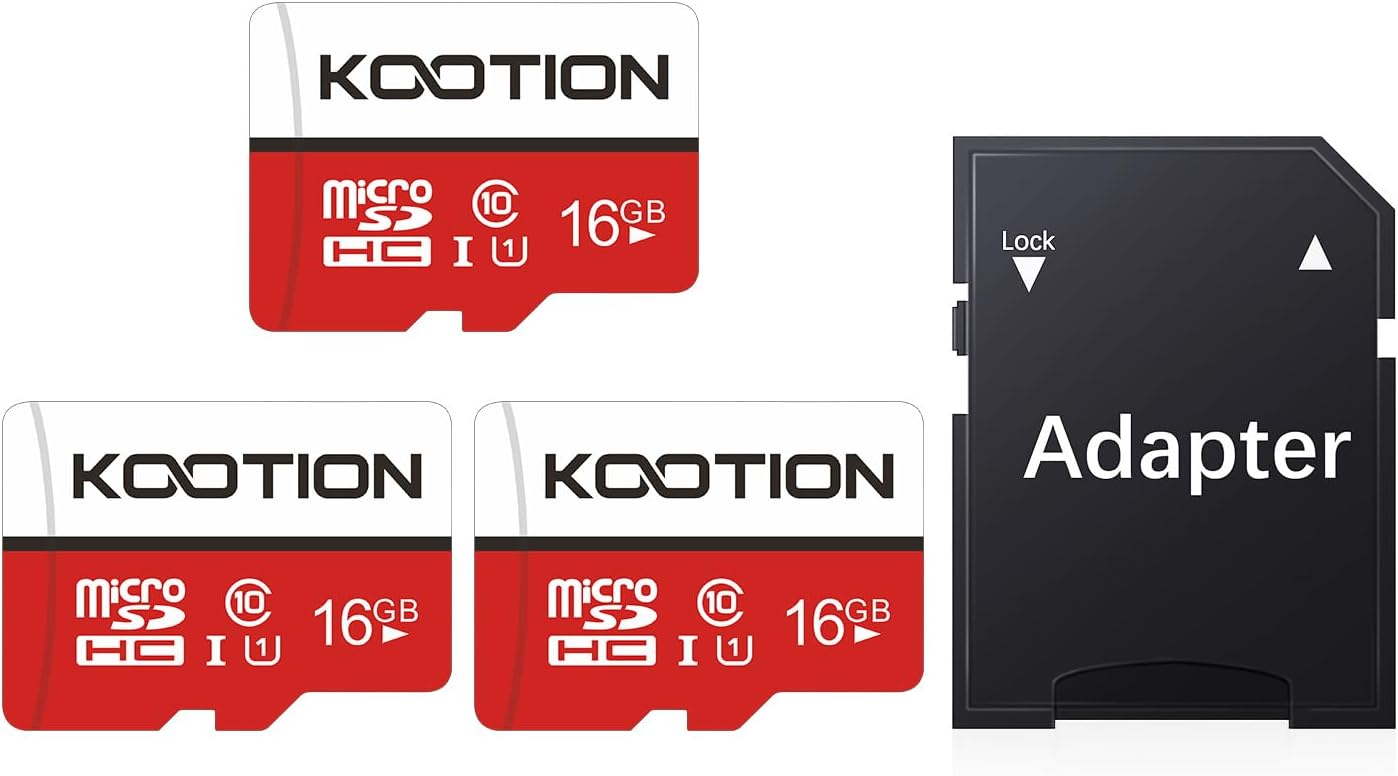 Detalle de KOOTION 3-Pack 16GB microSDXC Class 10 UHS-I (U1) memory cards with SD adapter – for dash cams, phones and more