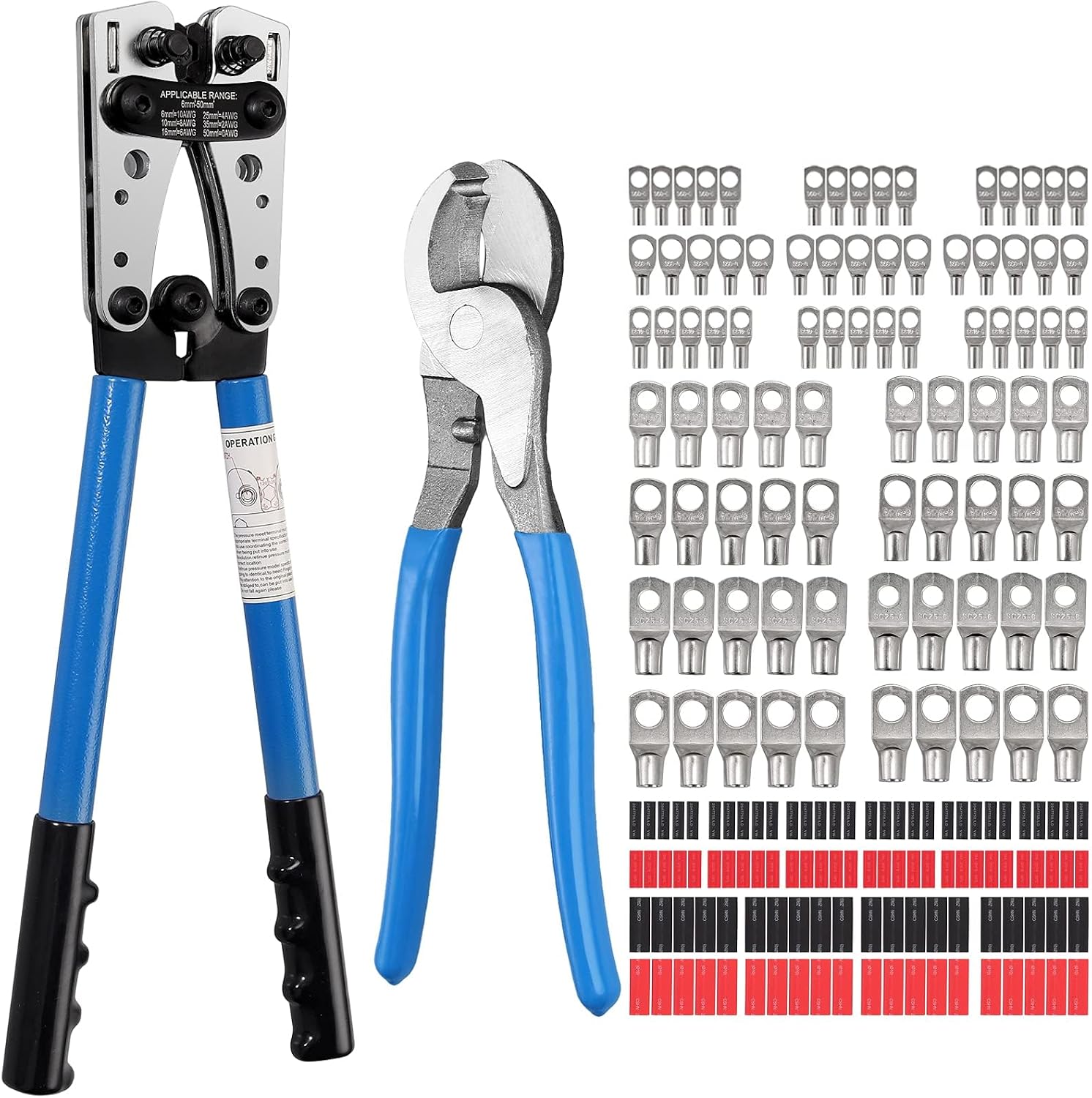 Detalle de Proster PST319PST226 Crimping Pliers, 6–50mm² Dies, Cable Cutter & Terminals