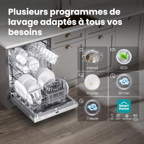 Detalle de COMFEE' CDWPB1215PB-EU: Lave-vaisselle encastrable 60 cm, 12 couverts, WiFi