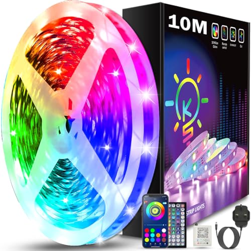 Detalle de Keepsmile 10M LED Strip Lights with Music Sync, Bluetooth App Control, RGB Colour Changing Indoor Lighting