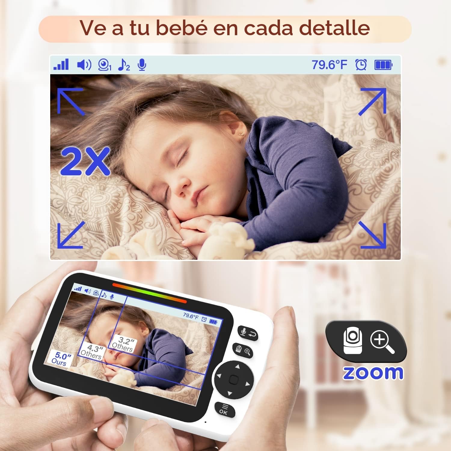 Thumbnail 2 de Monitor para bebés Lulabies con pantalla grande y 30 horas de batería