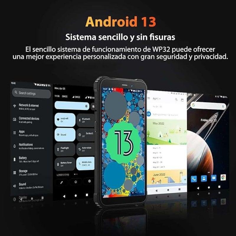 Detalle 2 de Oukitel WP32: Smartphone rugerizado 4G con 6.0" y batería de 6300 mAh en color Naranja