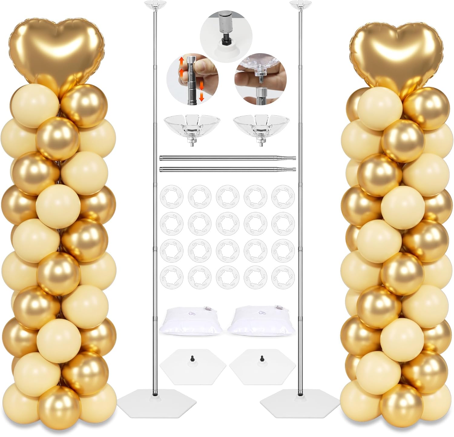 Imagen de Toosci Upgraded Balloon Column Stand Kit, 7 Feet: Adjustable, Reusable Steel Telescopic Balloon Tower en OfertitasTOP