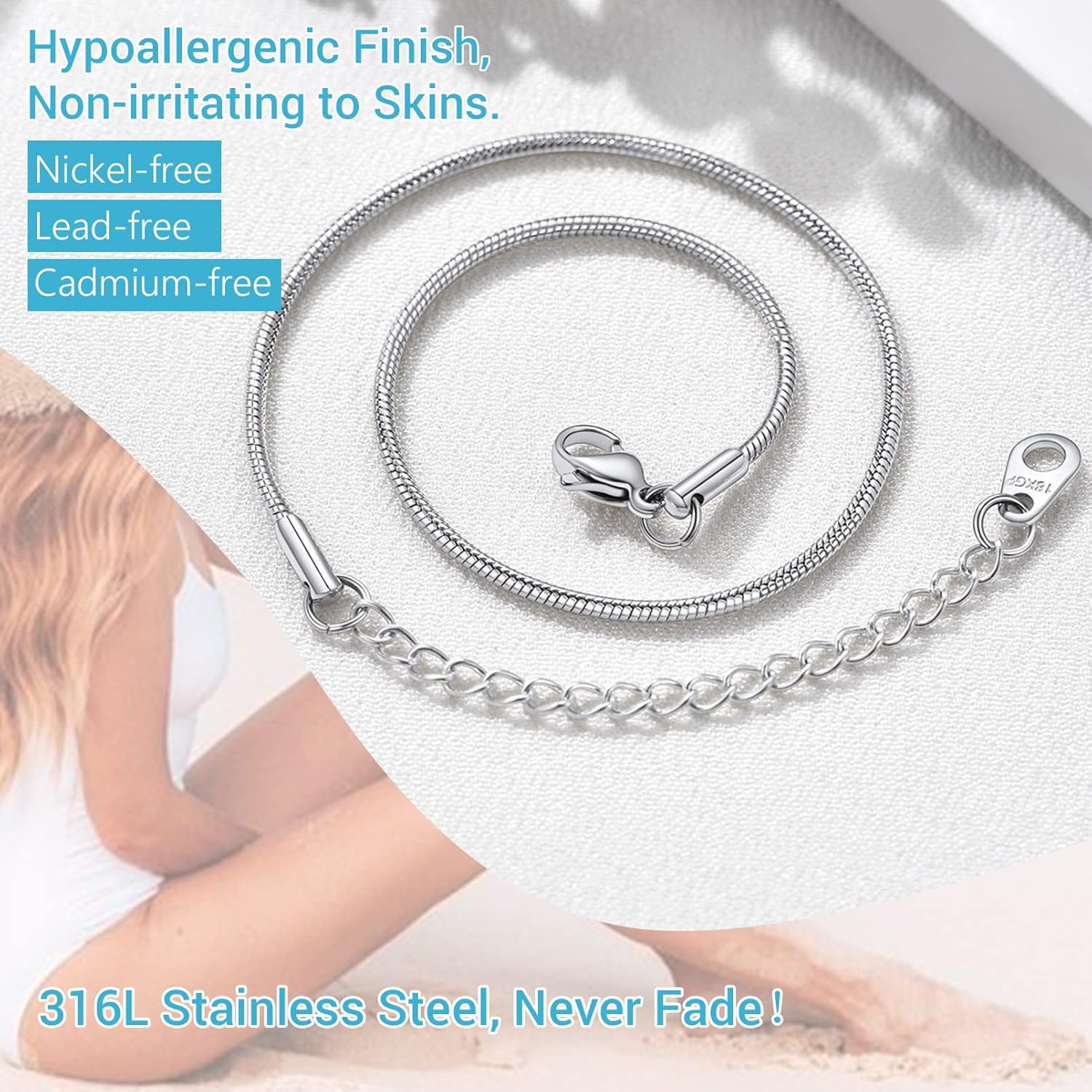 Thumbnail 3 de Cavigliera PROSTEEL in acciaio inossidabile regolabile con catena a serpente, con confezione regalo