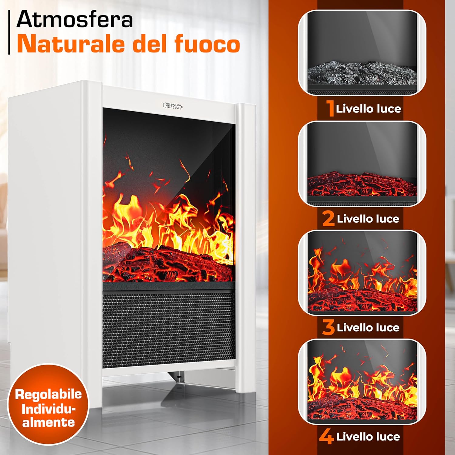 Thumbnail 4 de TRESKO SmartFire Camino Elettrico 2000 W