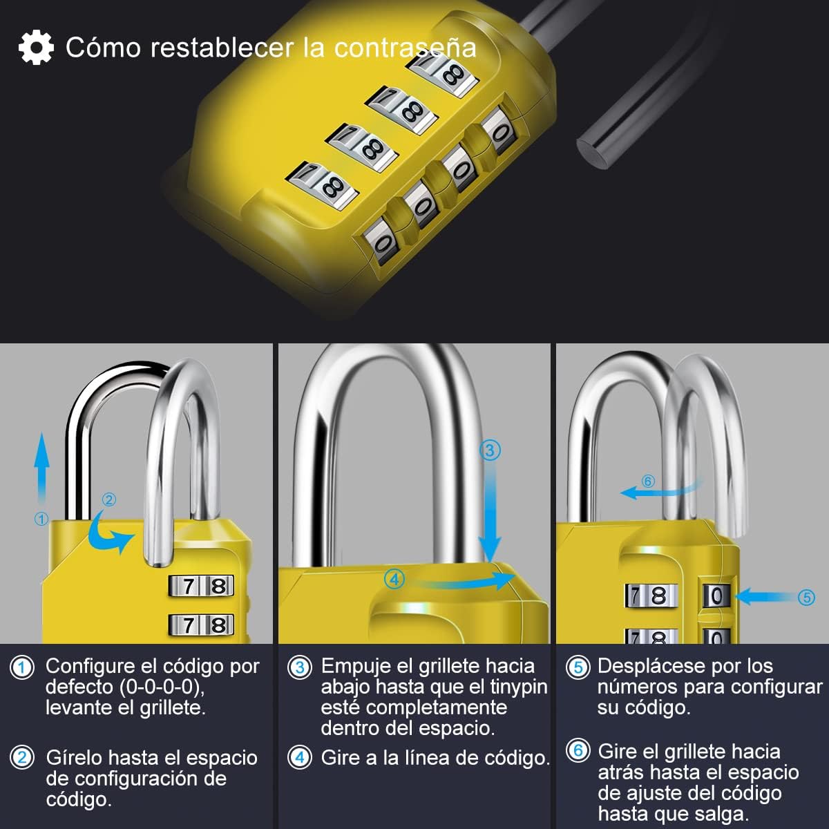 Thumbnail 4 de Diyife Candado combinación 4 dígitos 99 g